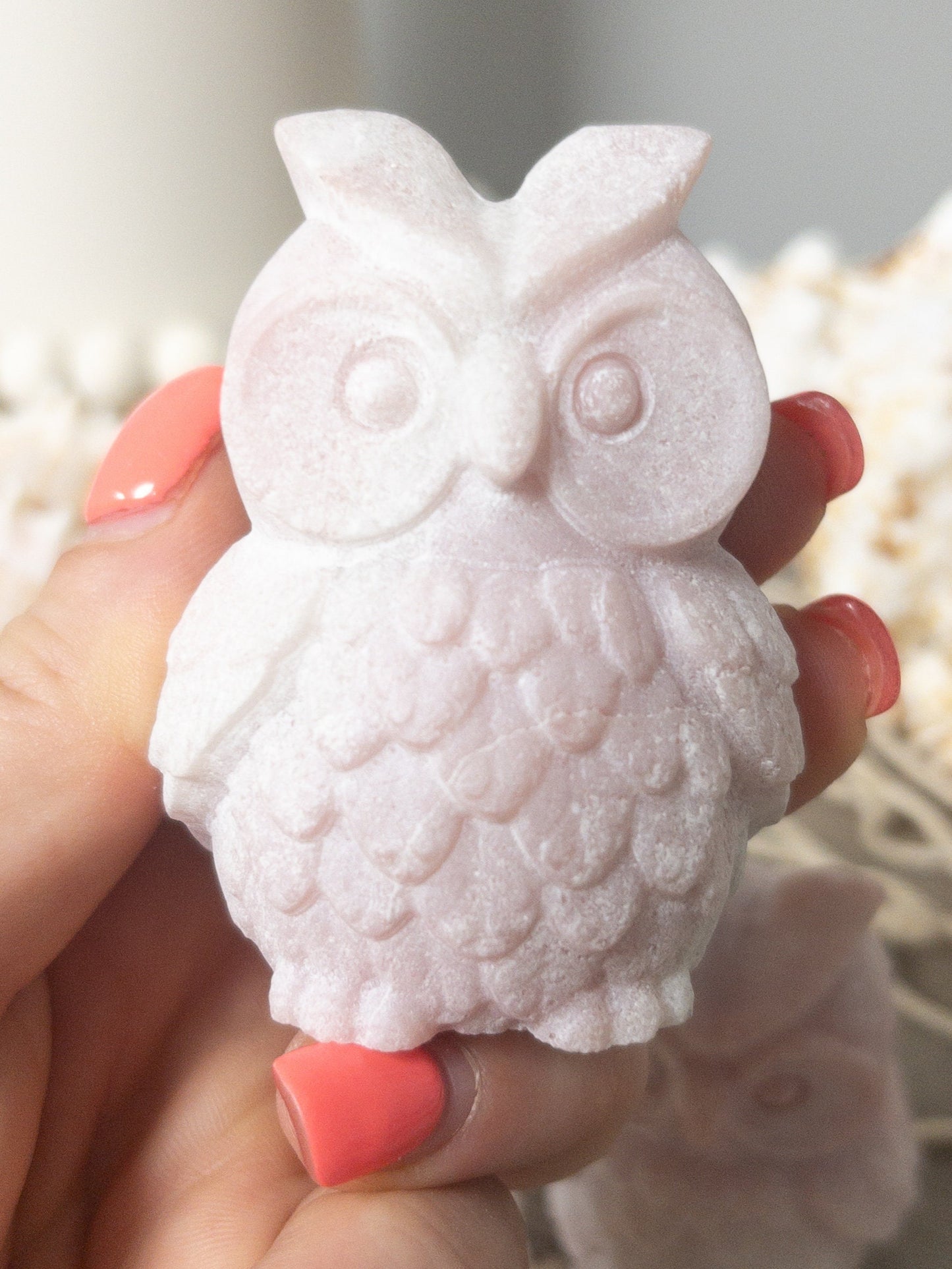 Pink Opal Owl Carving