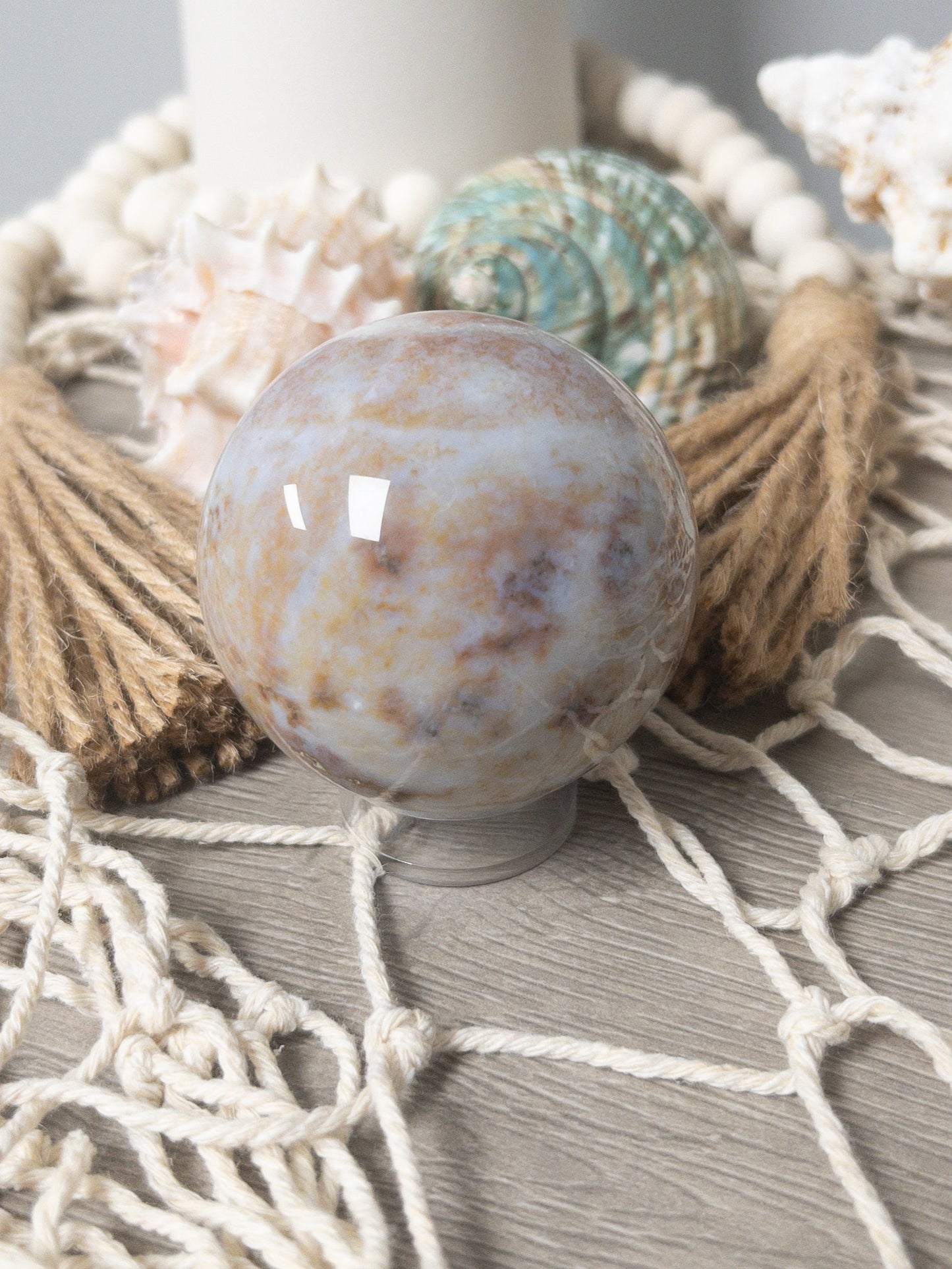 Ocean Jasper Crystal Sphere: Meditation Stone, Chakra Healing