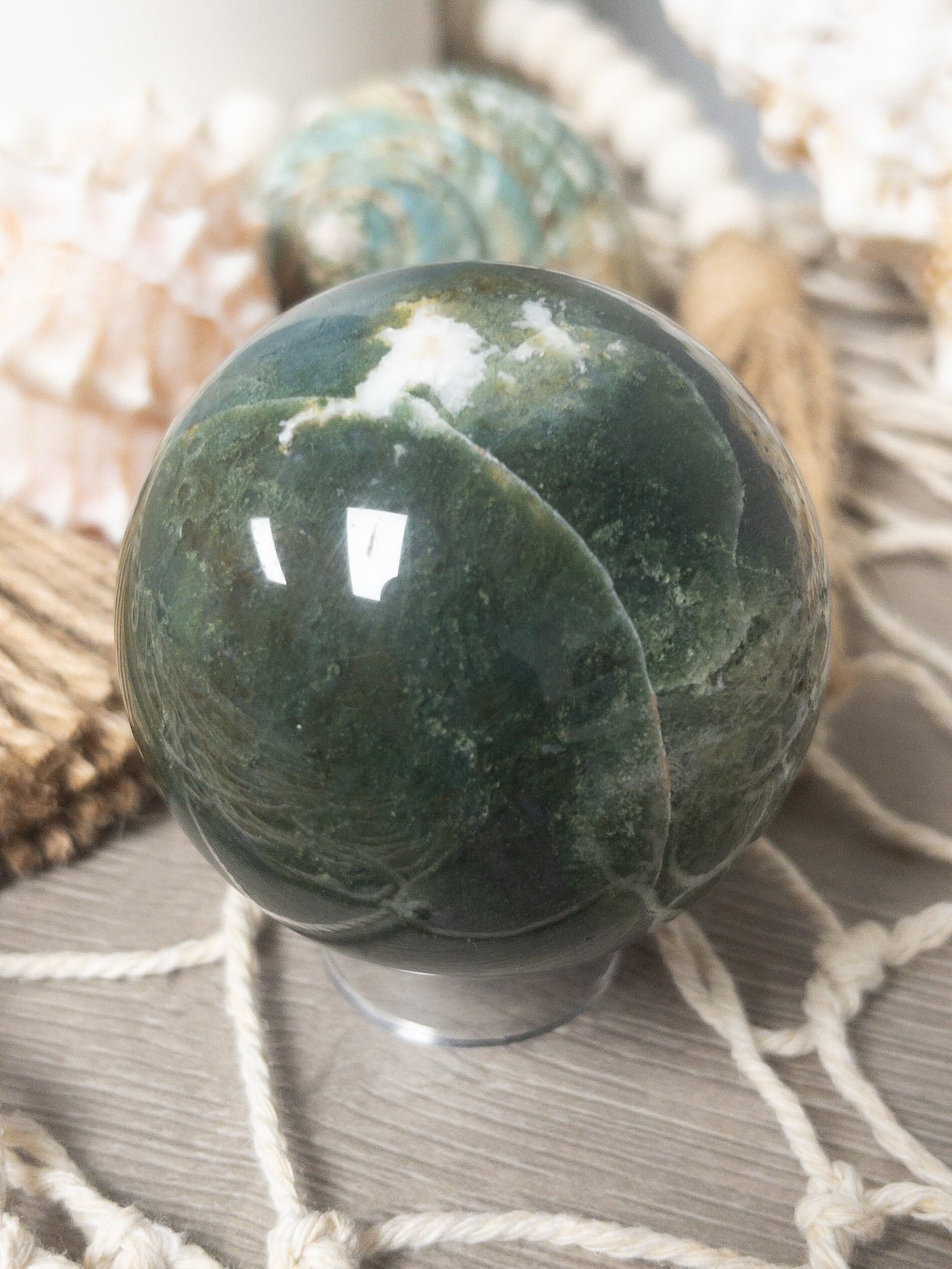 Moss agate sphere