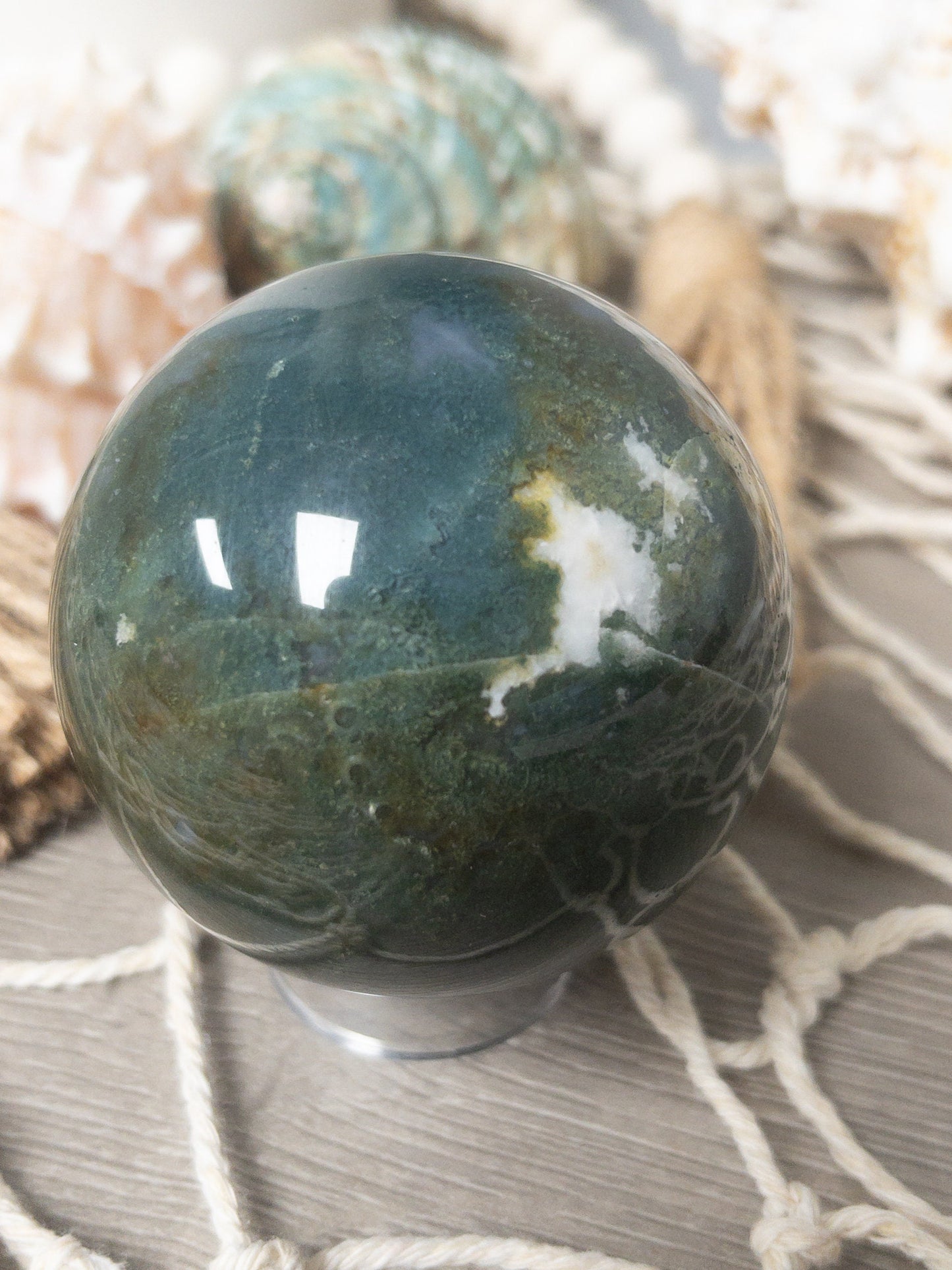 Moss agate sphere