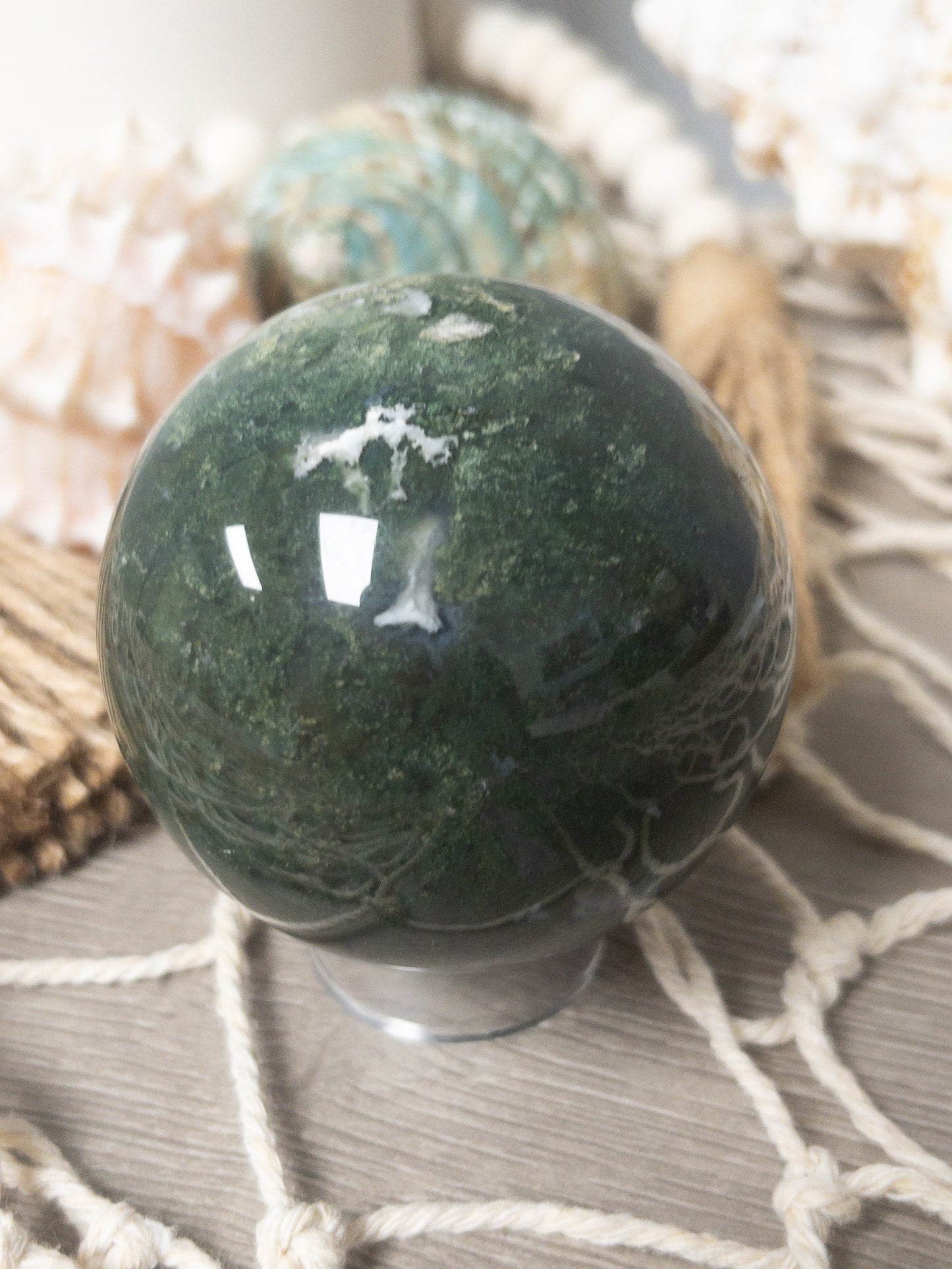 Moss agate sphere