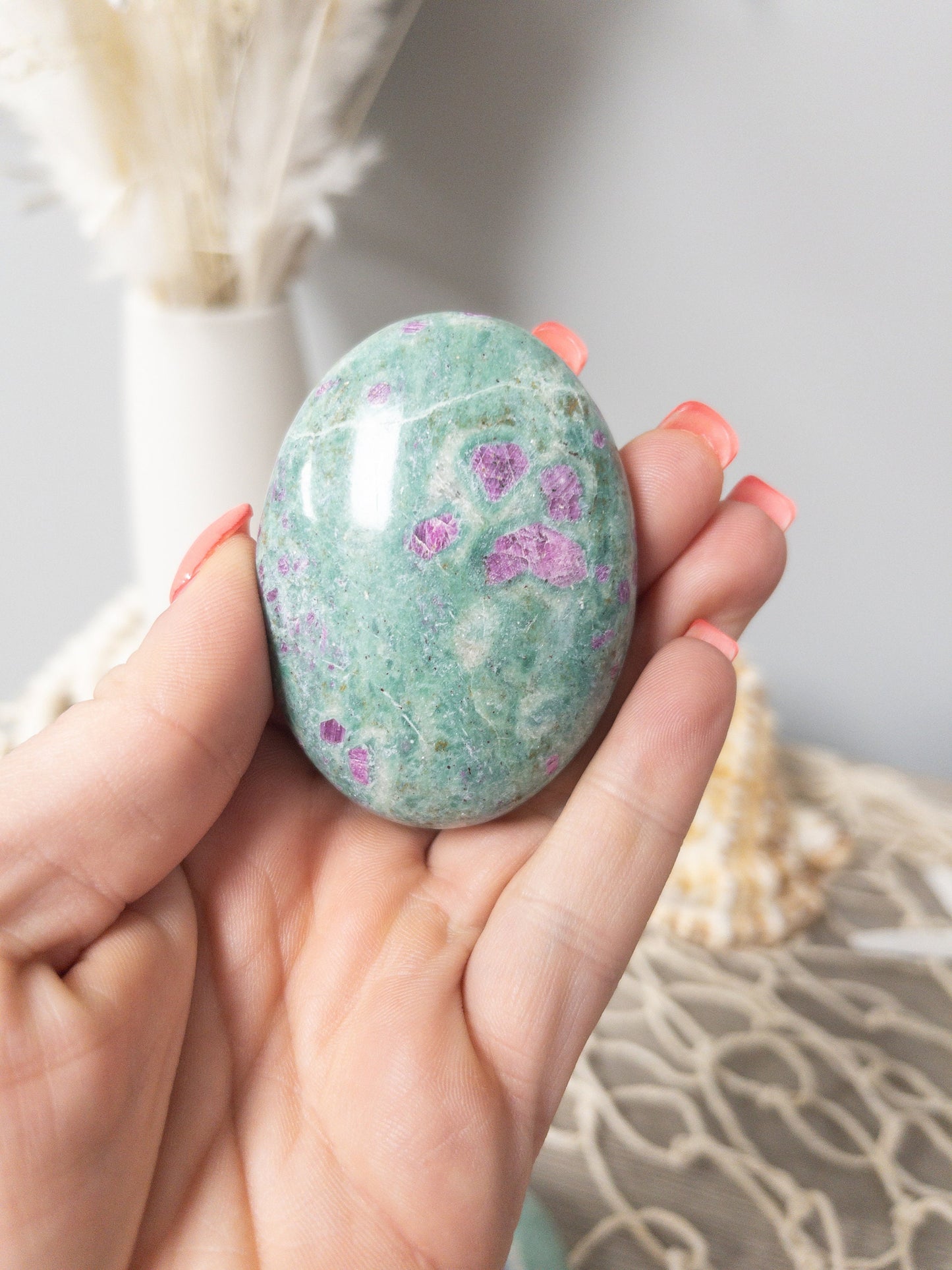Ruby Fuchsite Palm Stone