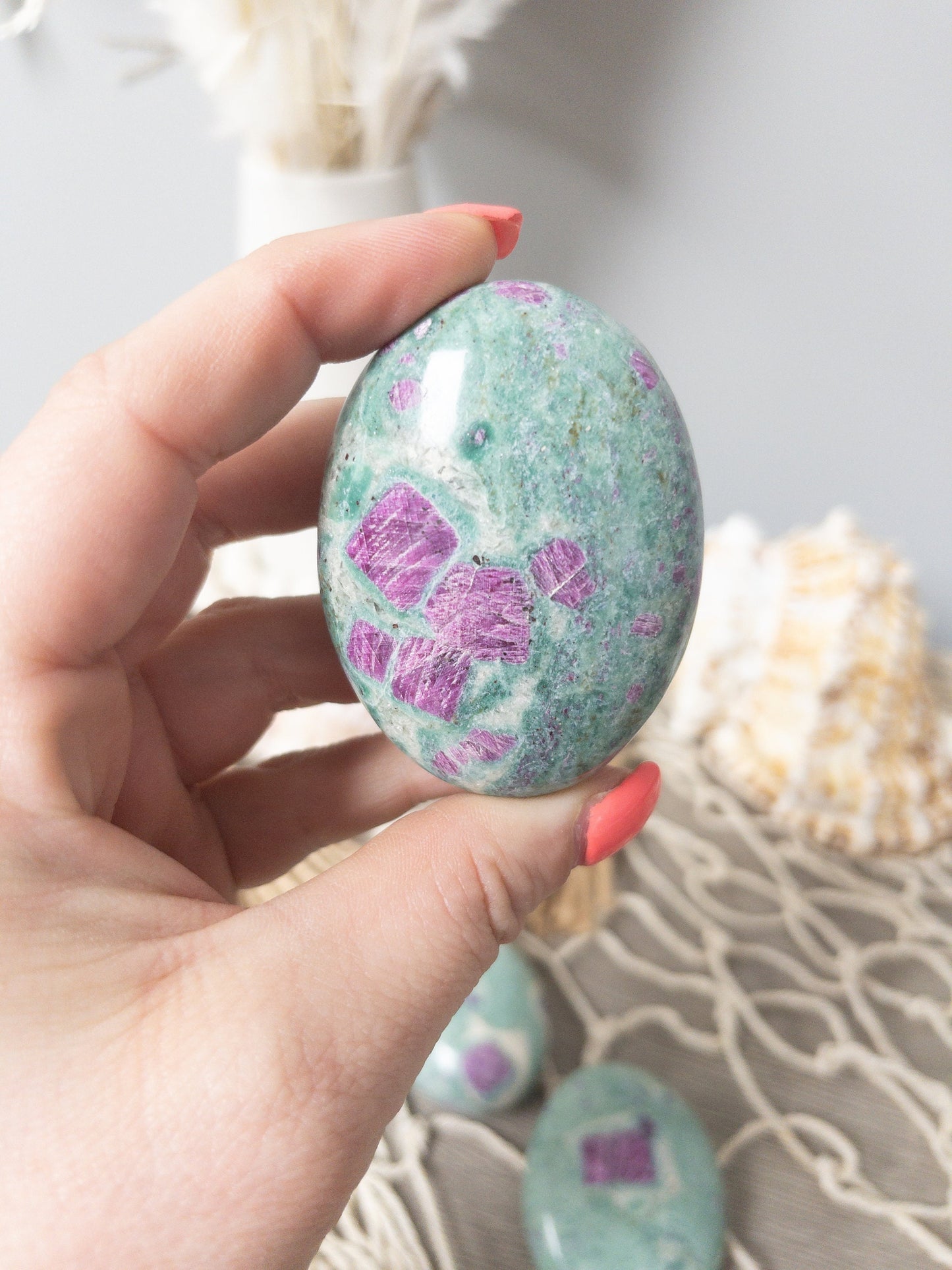 Ruby Fuchsite Palm Stone