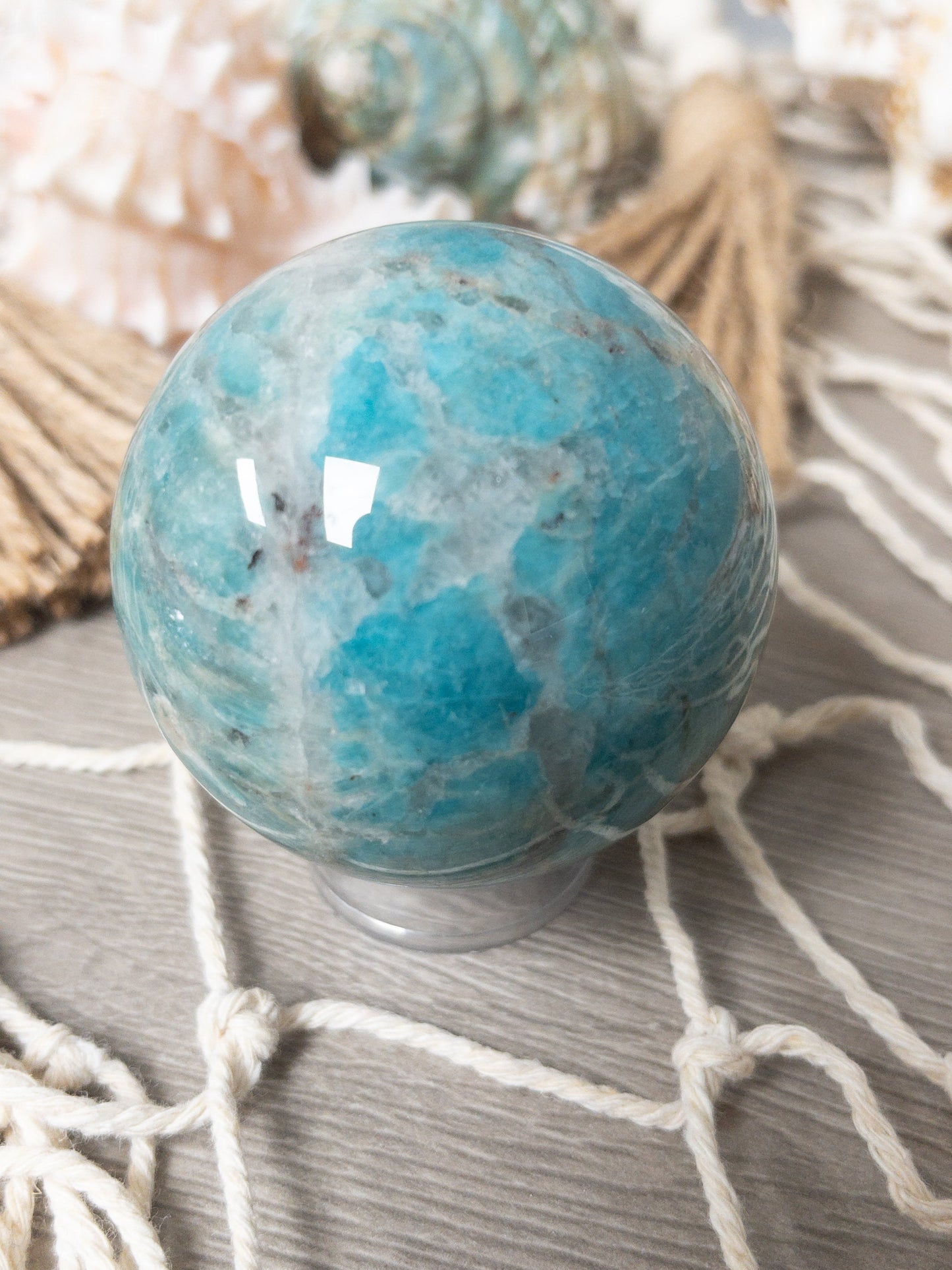 Amazonite Sphere with Smoky Quartz