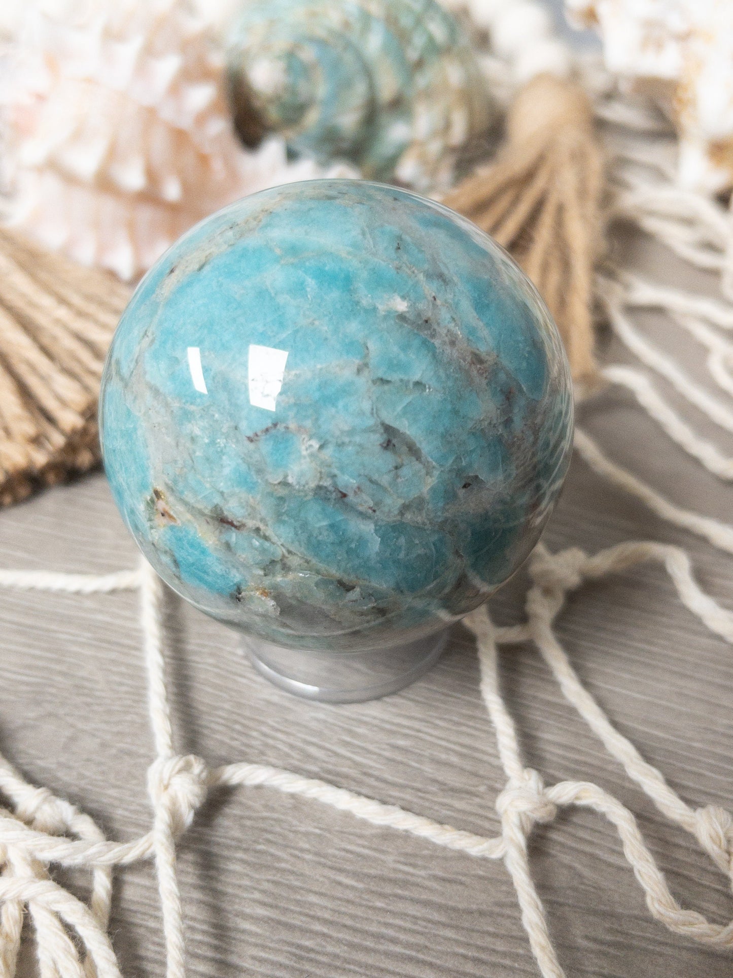 Amazonite Sphere with Smoky Quartz