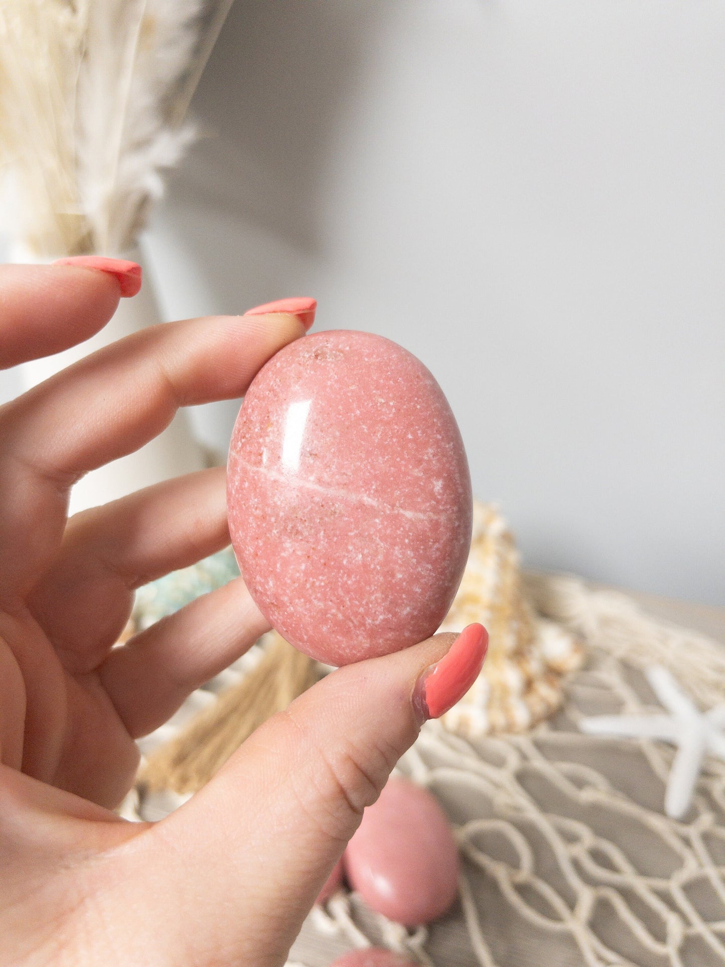 Pink Thulite Palm Stone