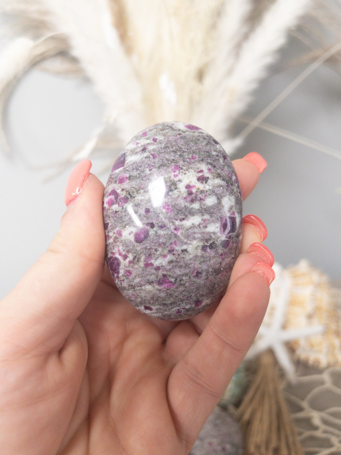 Ruby in Matrix Palm Stone