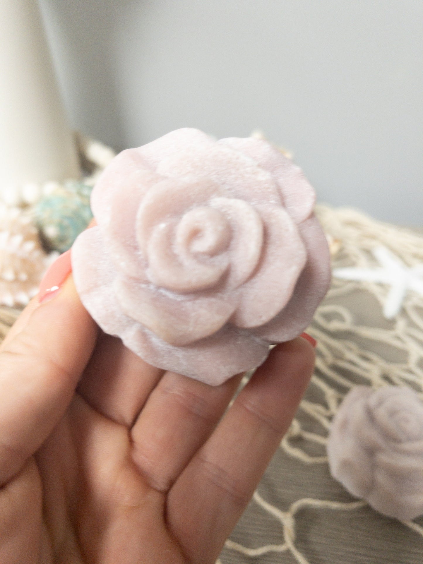 Pink Opal Rose Carving