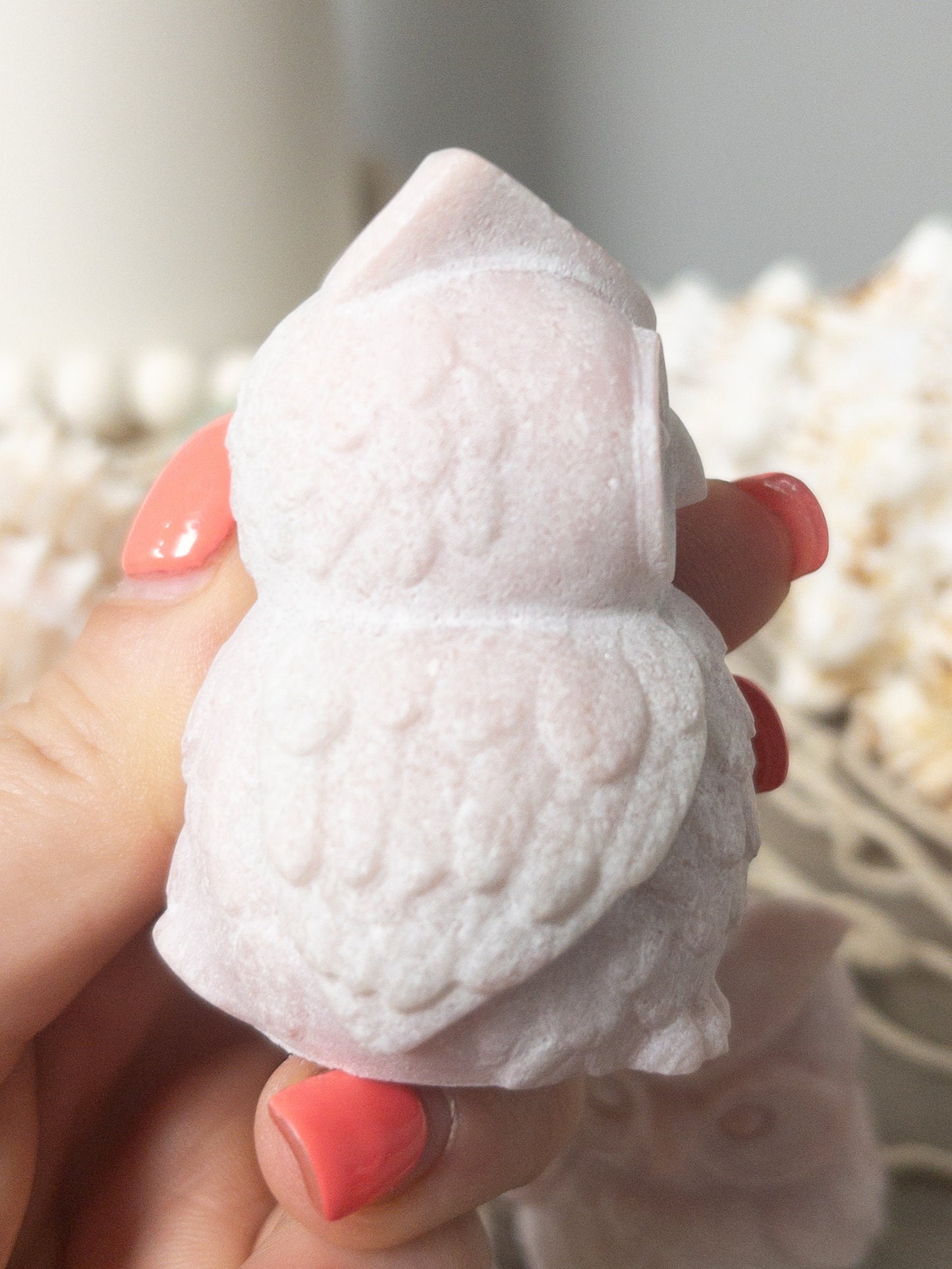 Pink Opal Owl Carving