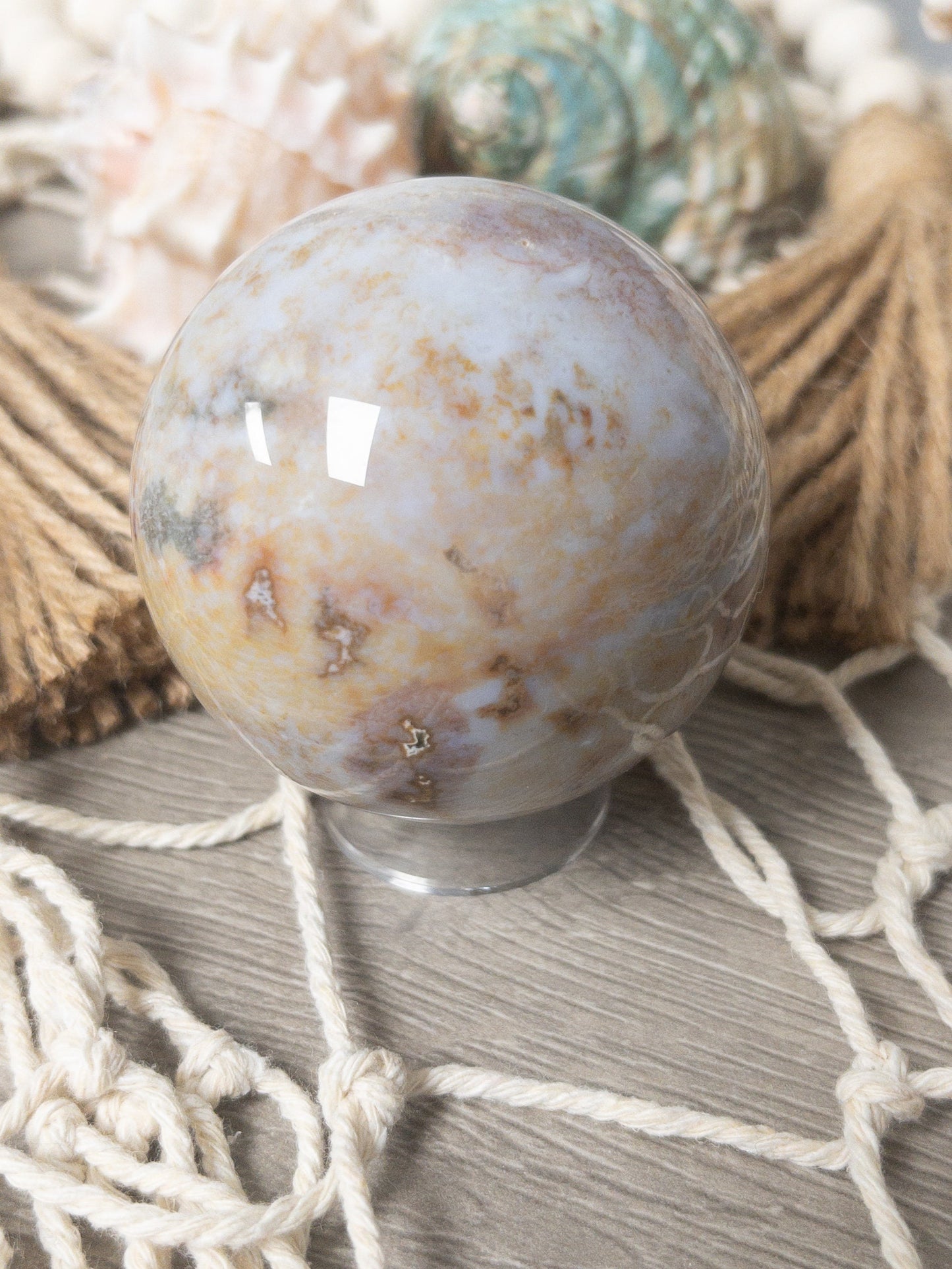 Ocean Jasper Crystal Sphere: Meditation Stone, Chakra Healing