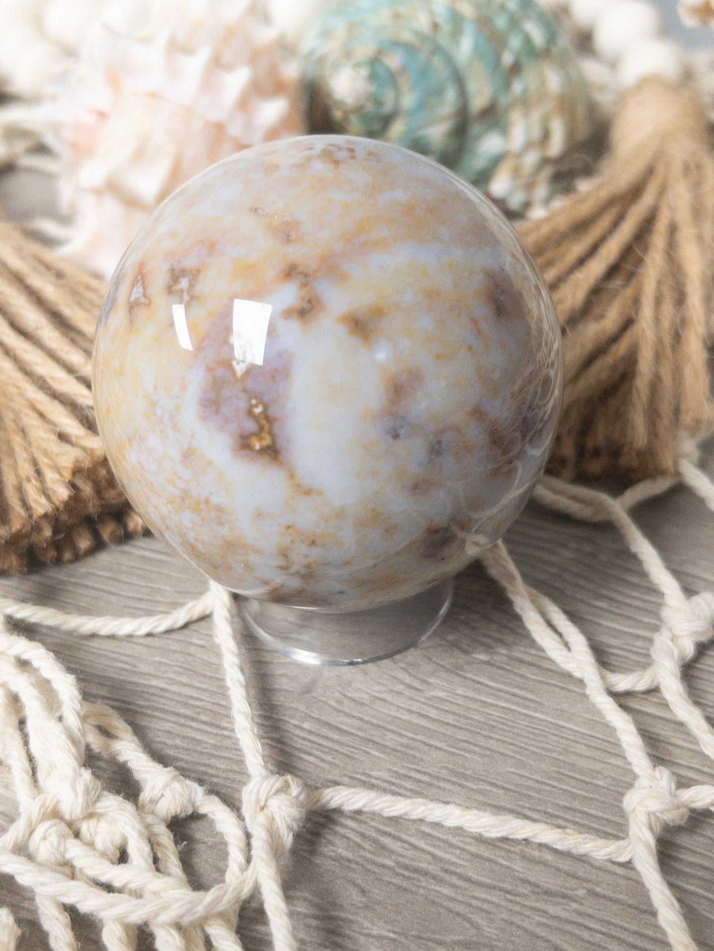 Ocean Jasper Crystal Sphere: Meditation Stone, Chakra Healing