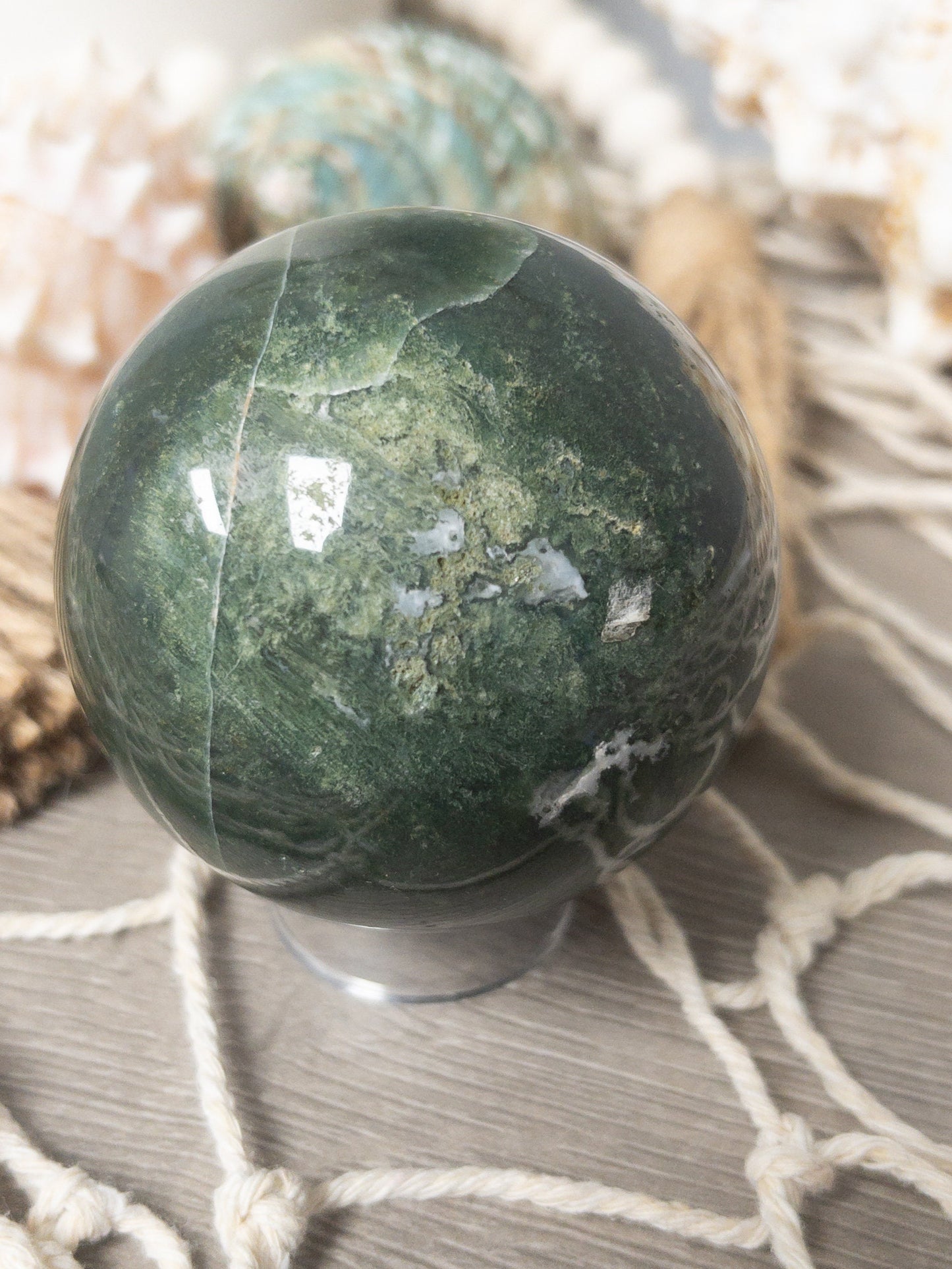 Moss agate sphere