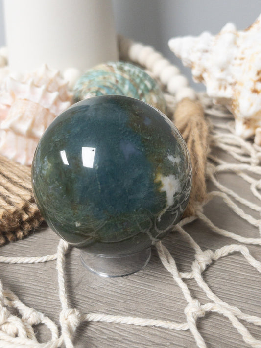 Moss agate sphere