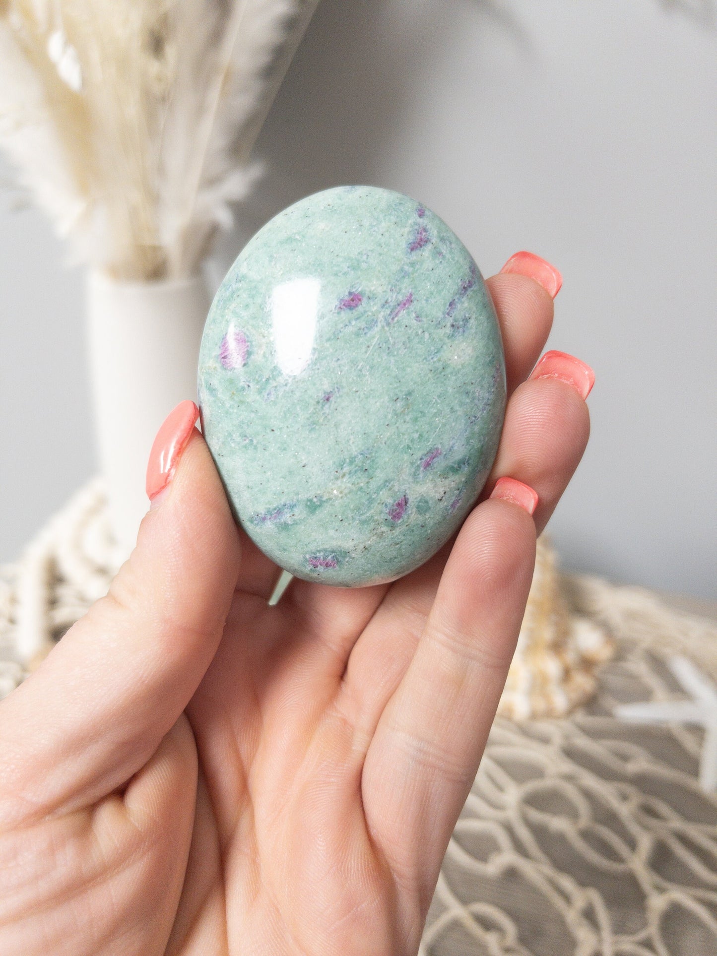 Ruby Fuchsite Palm Stone