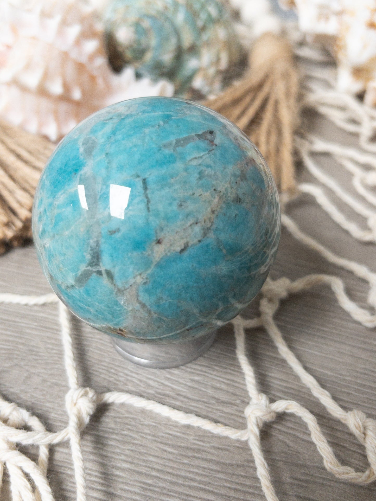 Amazonite Sphere with Smoky Quartz