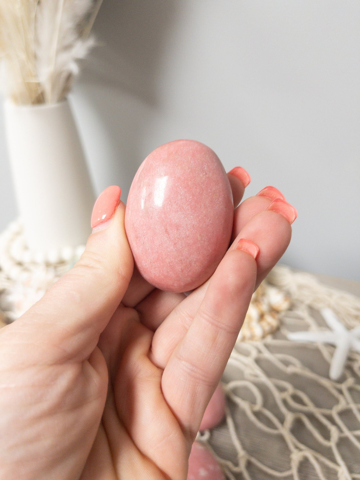 Pink Thulite Palm Stone
