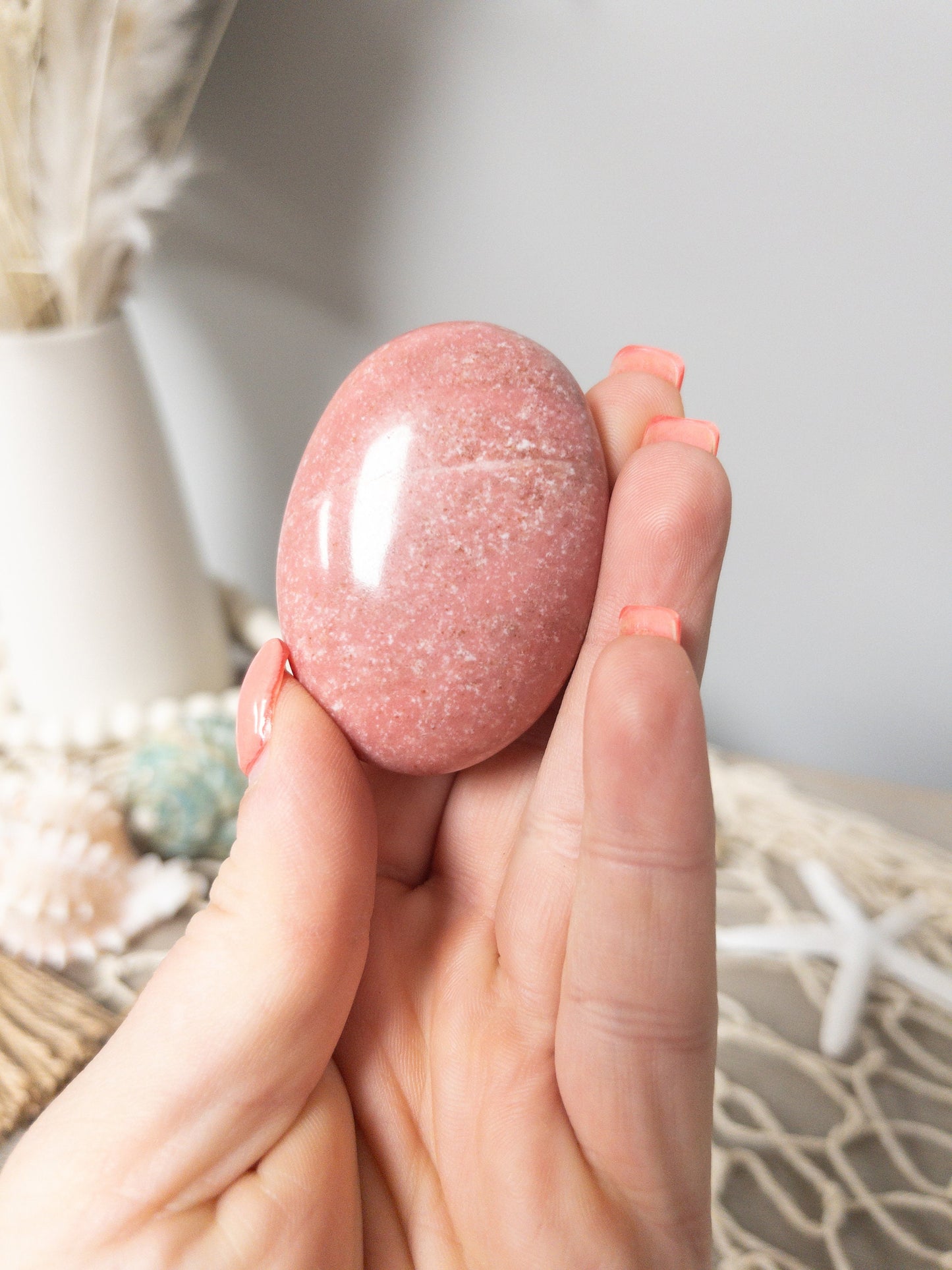 Pink Thulite Palm Stone