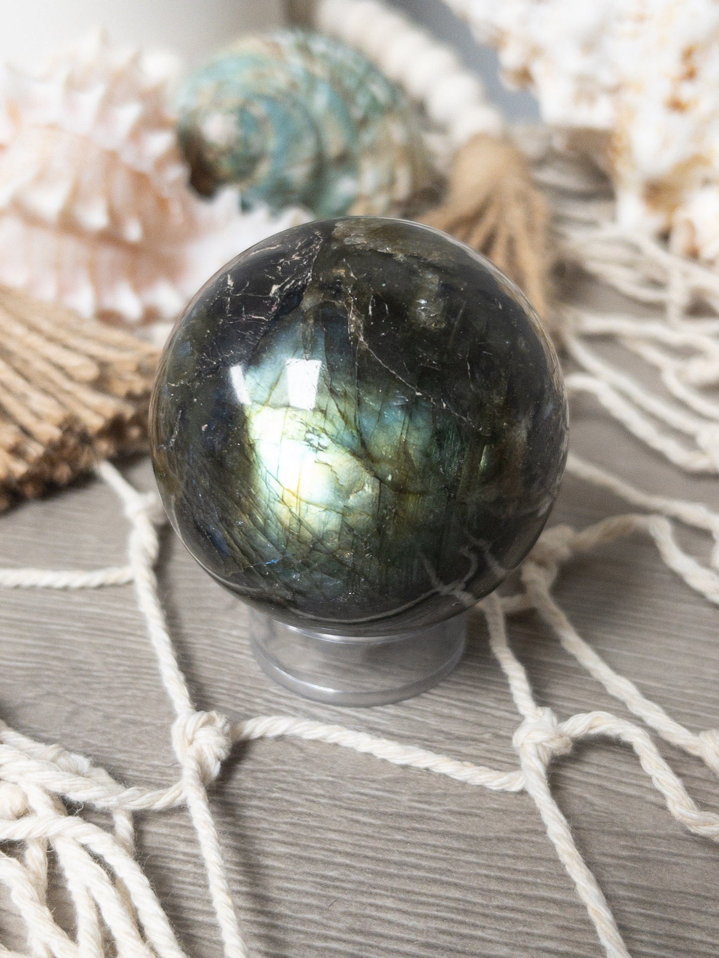Labradorite Crystal Sphere: Anxiety Relief, Intuition Stone