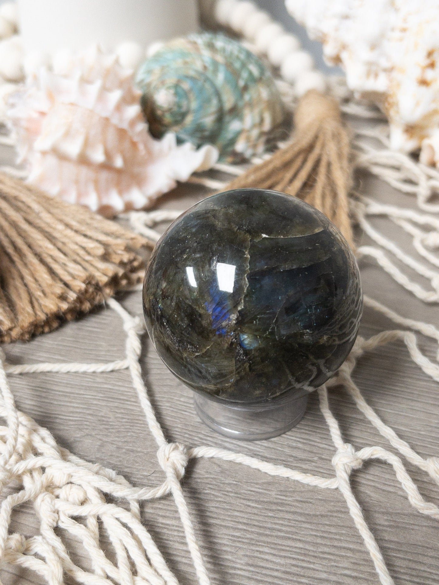 Labradorite Crystal Sphere: Anxiety Relief, Intuition Stone