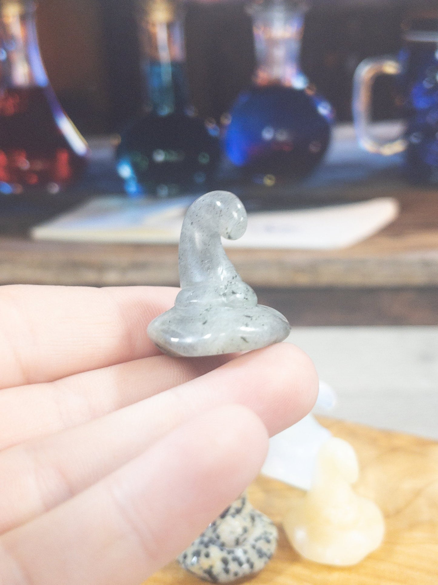 Mixed material  witch hat carving