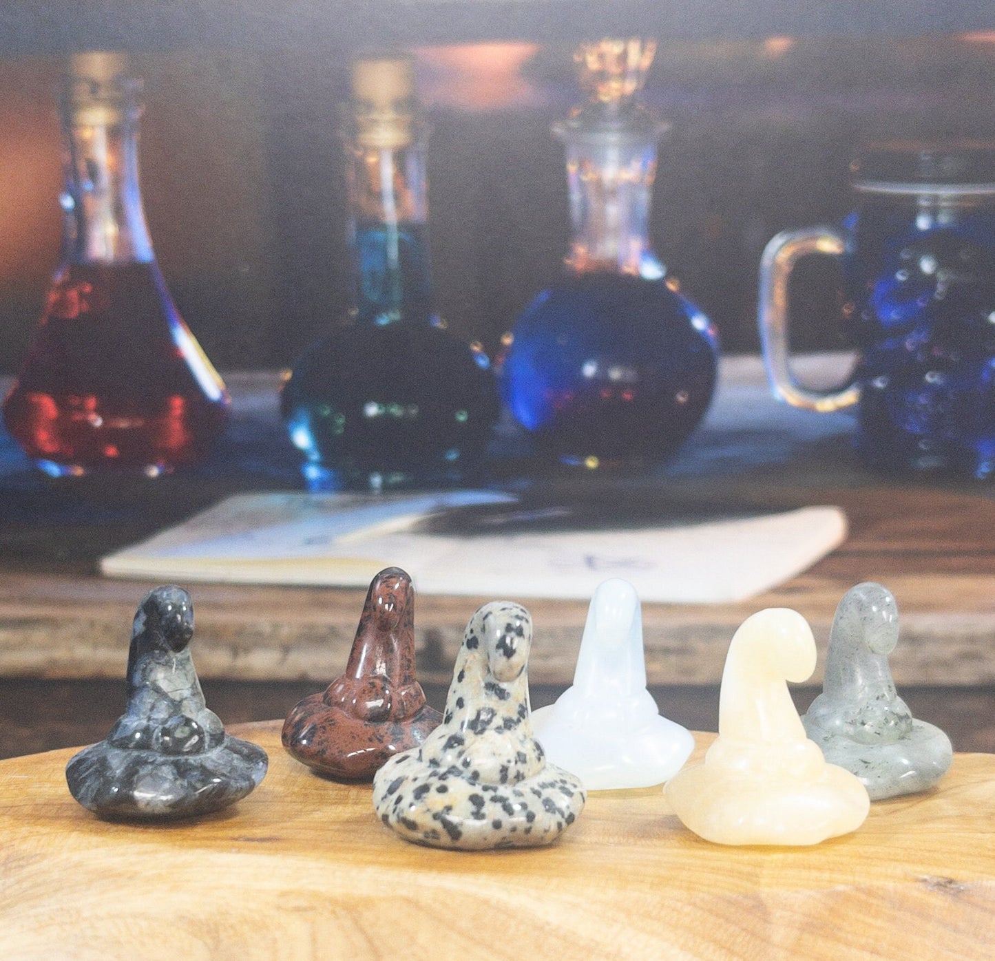 Mixed material  witch hat carving