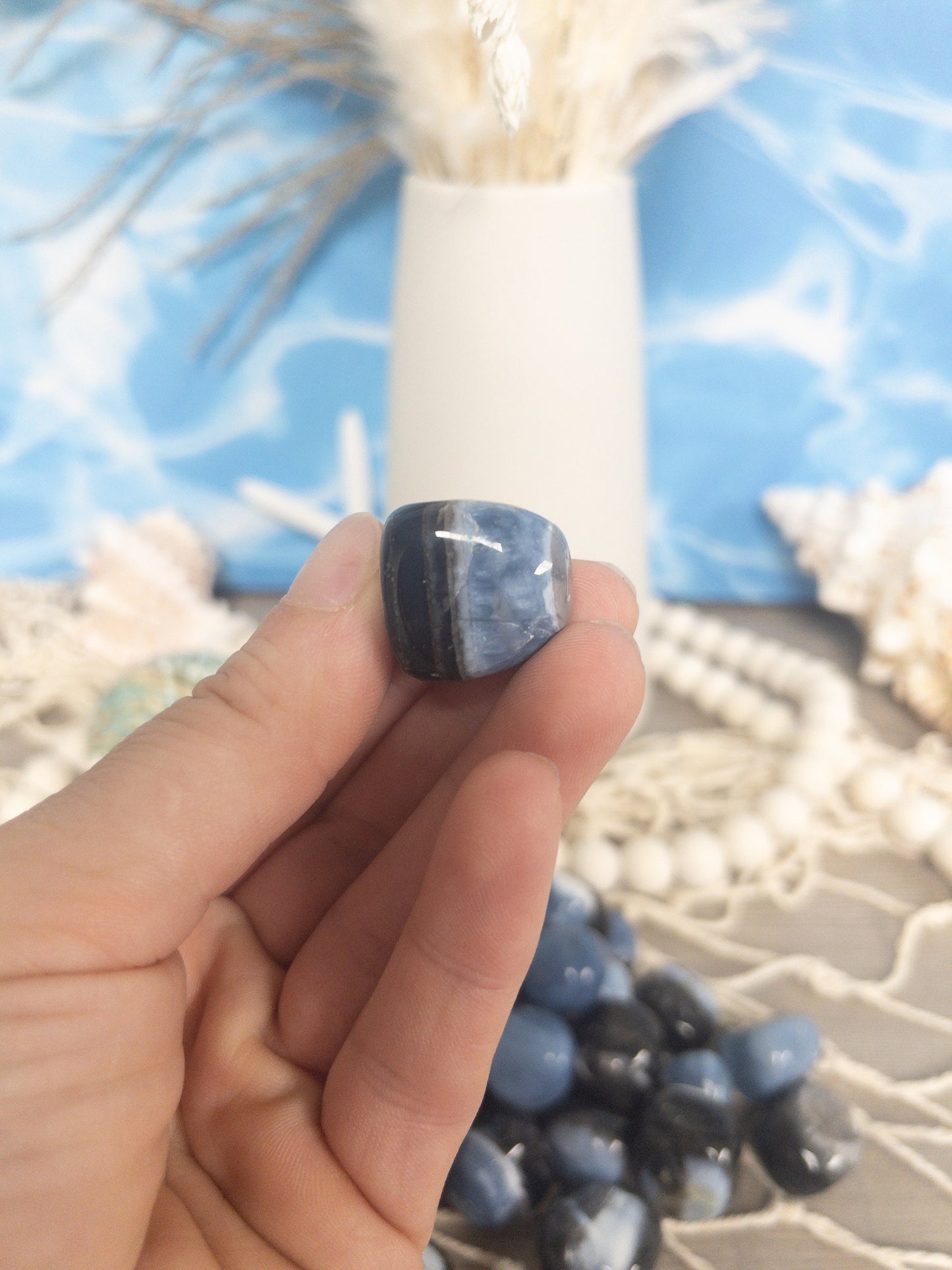 Blue Owyhee Opal Tumbled Stone