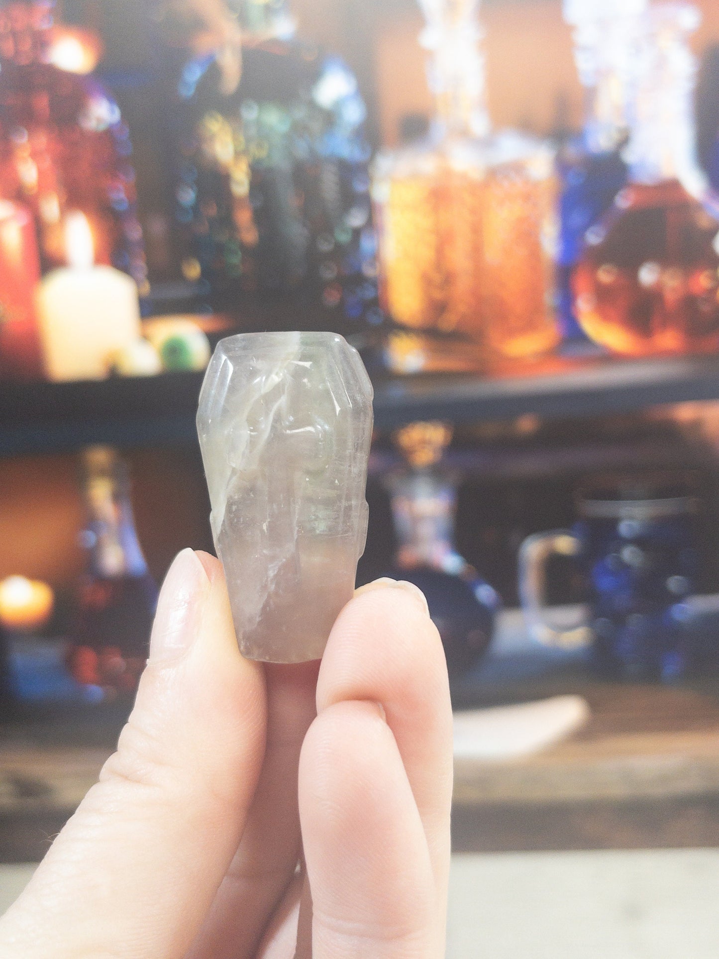 Mixed material mini coffin carving