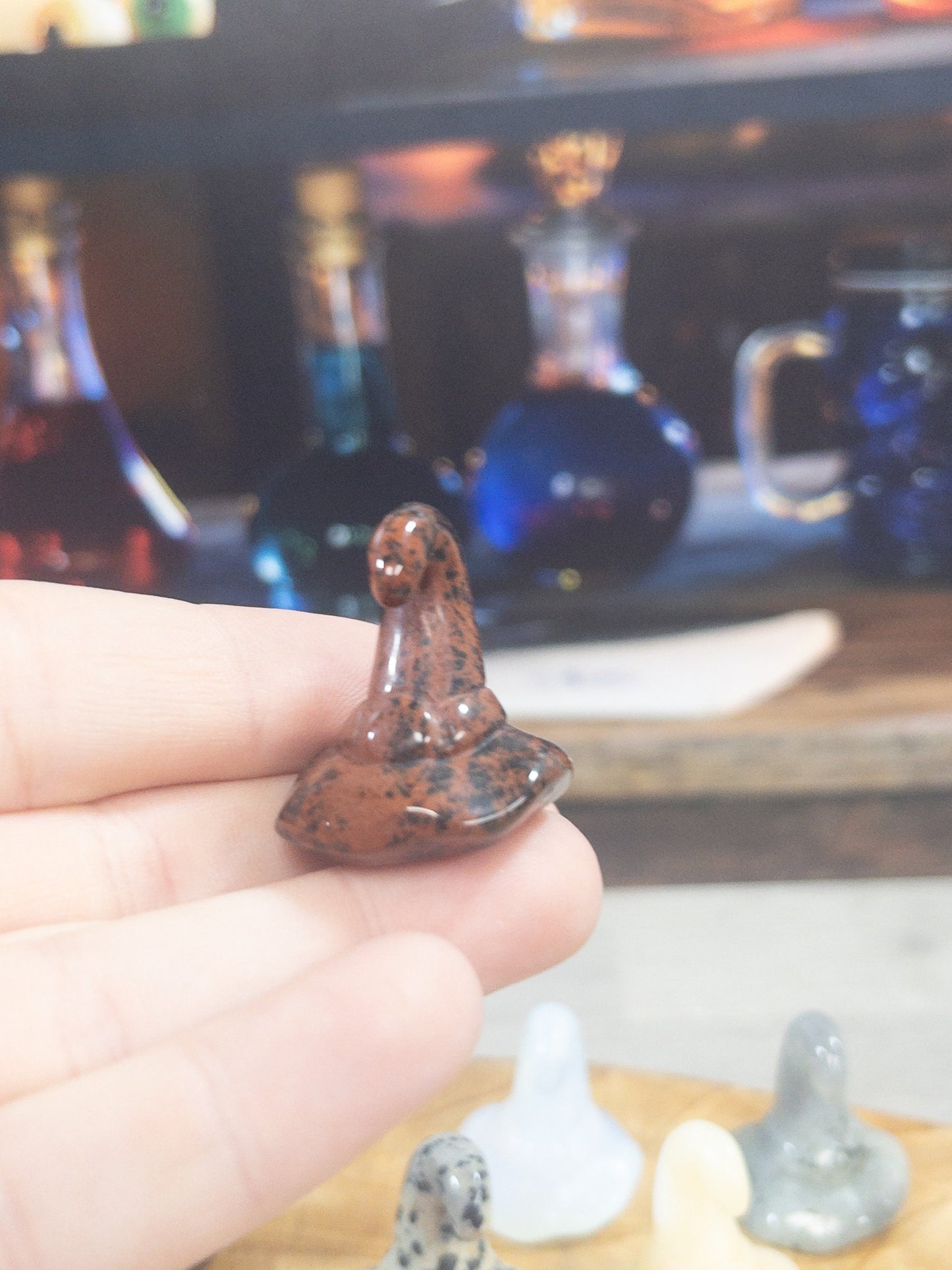 Mixed material  witch hat carving