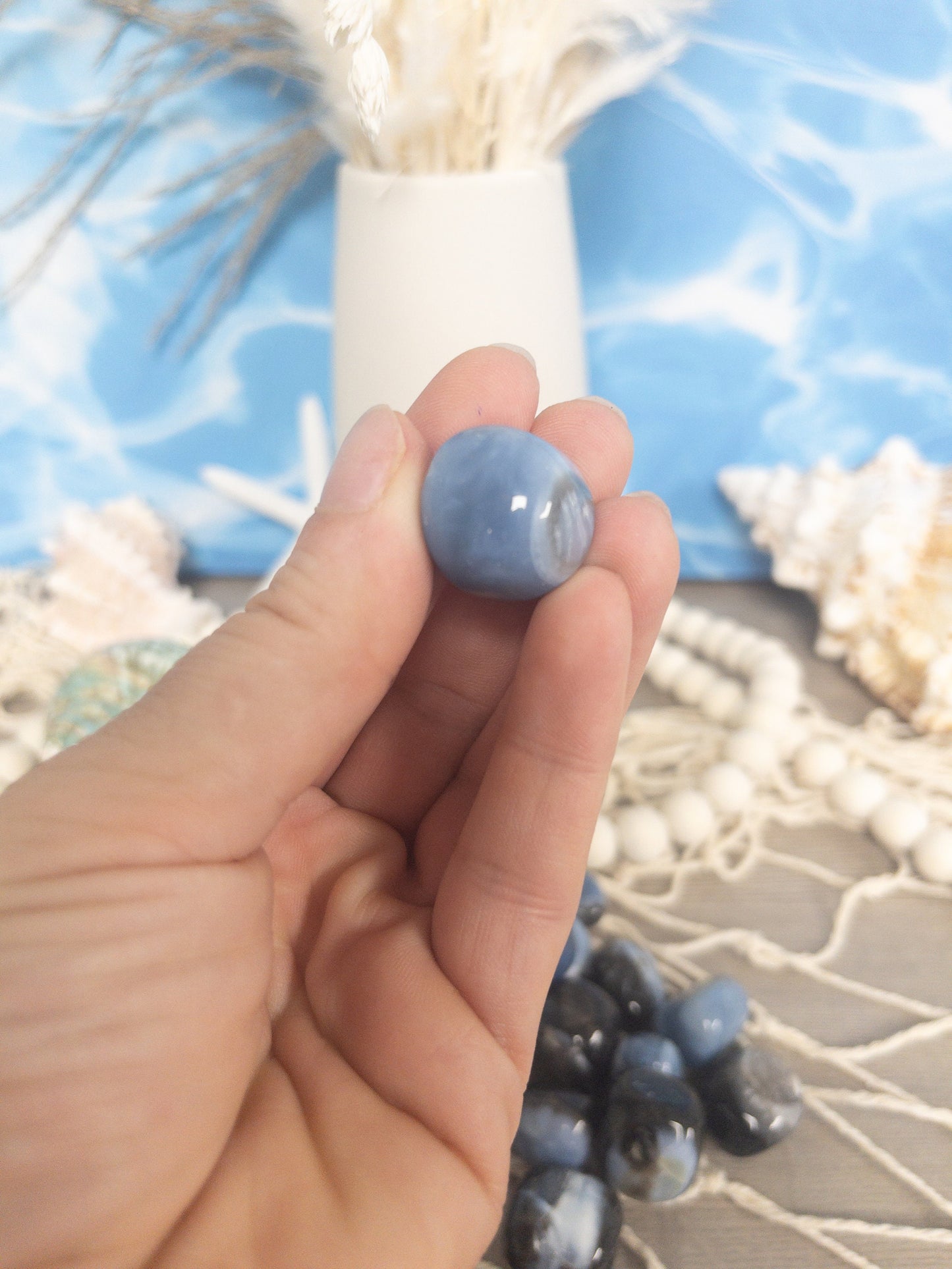 Blue Owyhee Opal Tumbled Stone