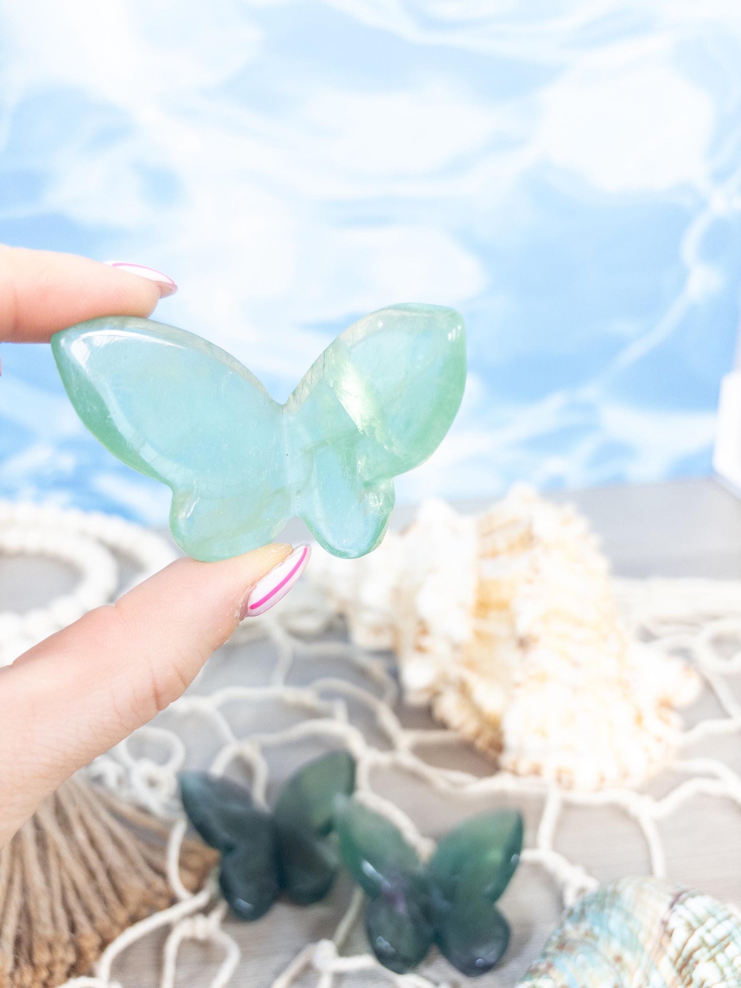 Green Fluorite 3D butterfly carving