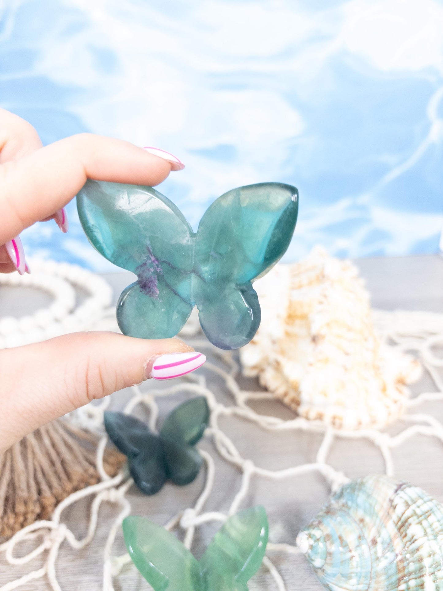 Green Fluorite 3D butterfly carving