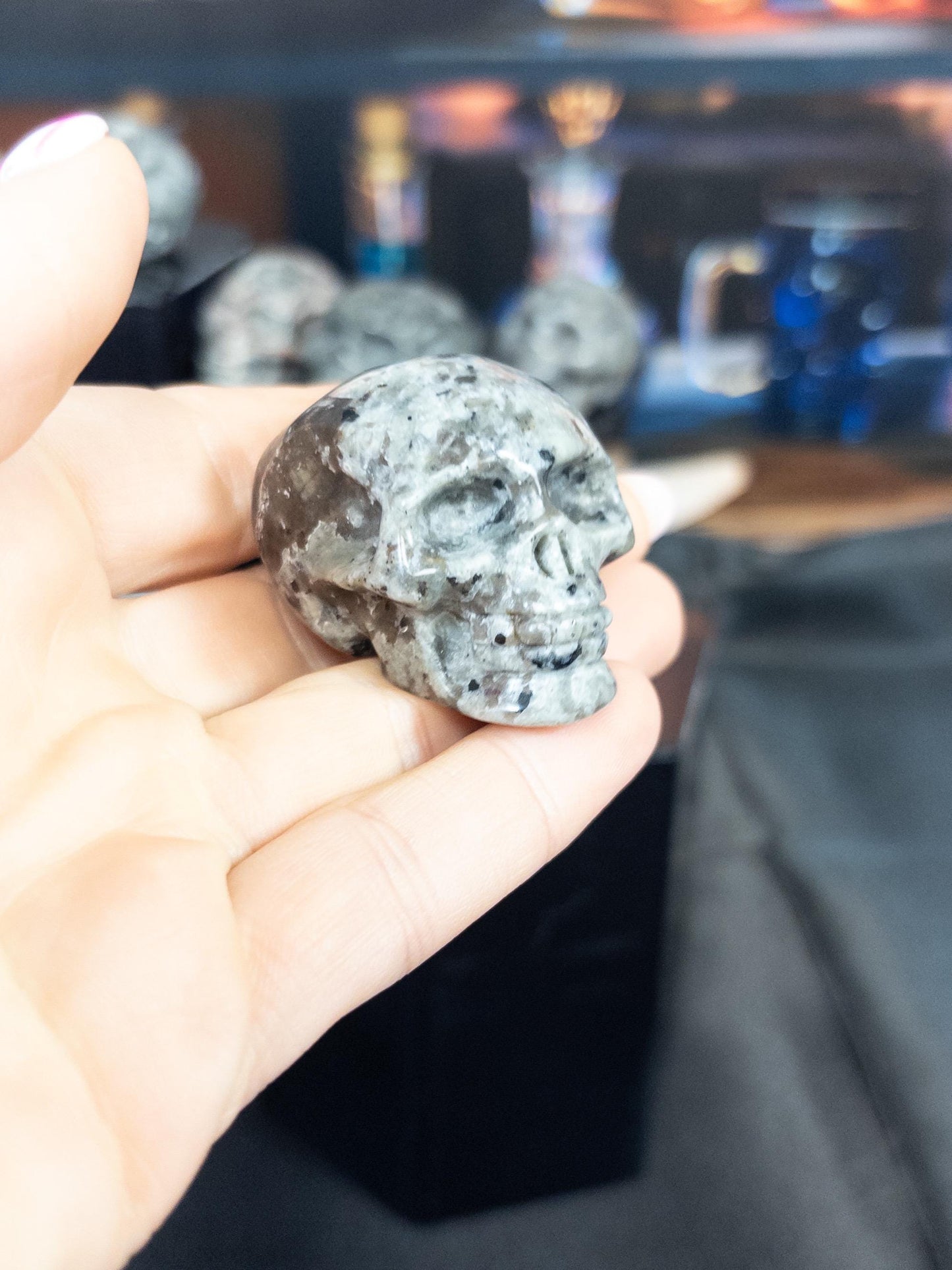 1 Small Yooperlite UV reactive Skull Carving