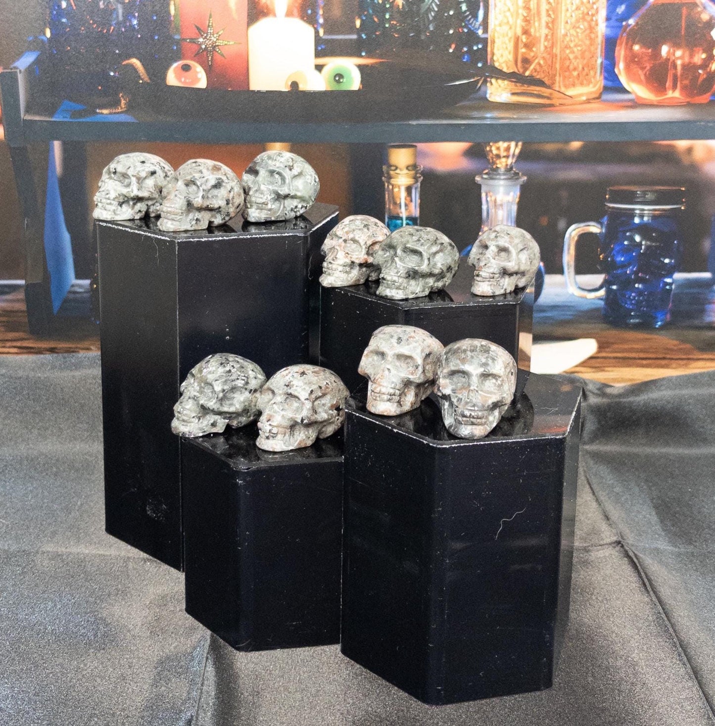 1 Small Yooperlite UV reactive Skull Carving
