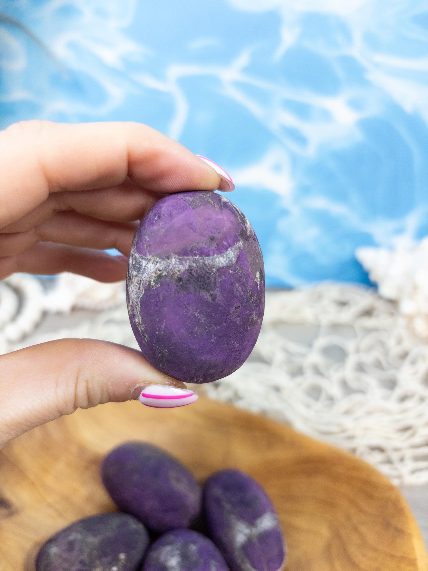Flashy Purpurite Crystal Palm Stone
