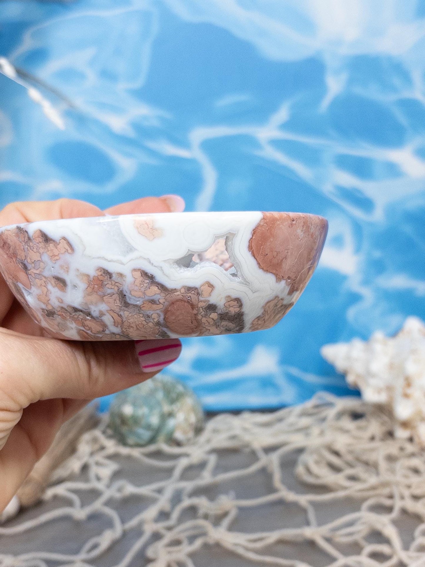 Cotton Candy Agate Round Bowl Carving