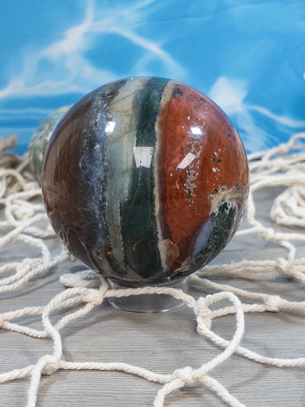Vibrant Ocean Jasper Crystal Sphere