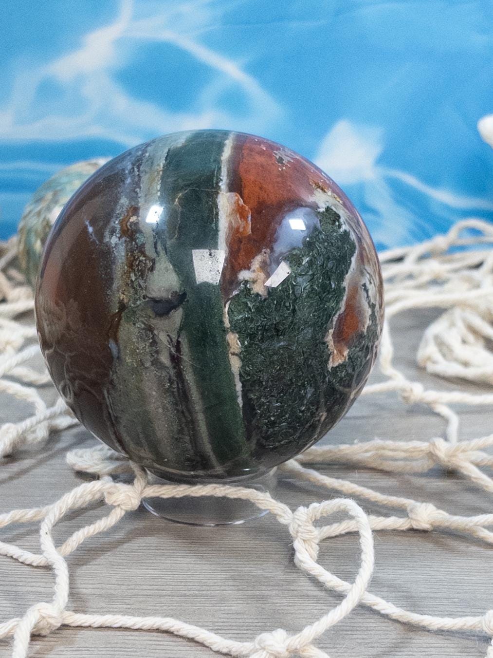 Vibrant Ocean Jasper Crystal Sphere