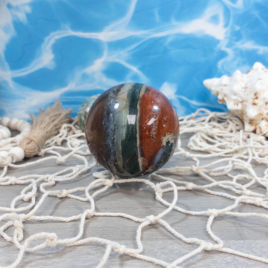 Vibrant Ocean Jasper Crystal Sphere