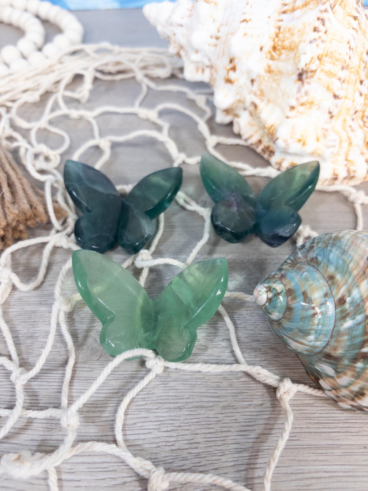Green Fluorite 3D butterfly carving