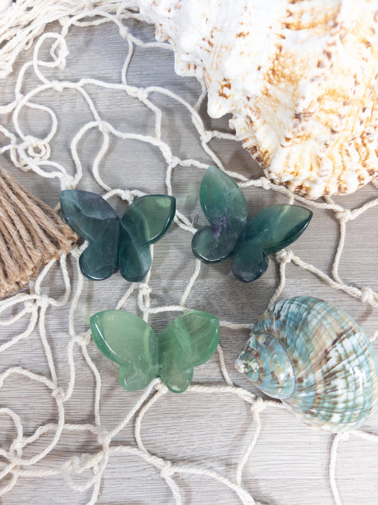 Green Fluorite 3D butterfly carving