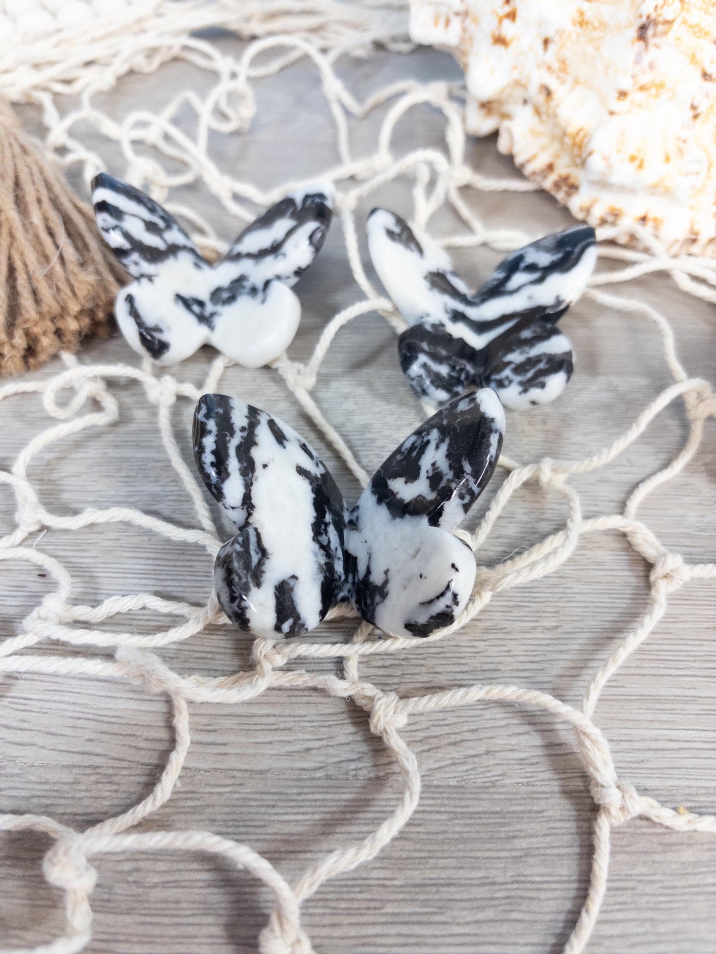 Zebra calcite 3D butterfly carving