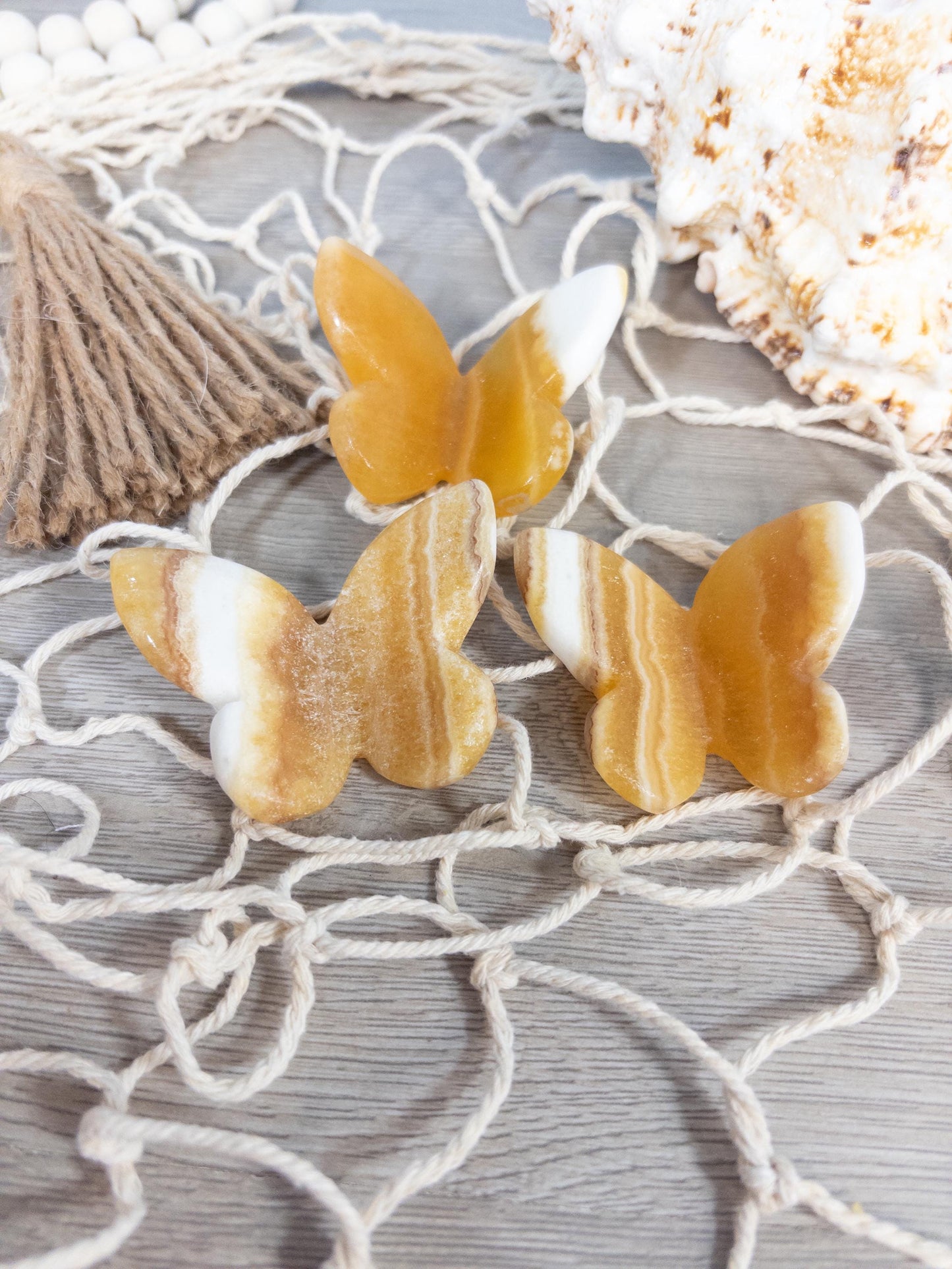 1 Orange calcite 3D butterfly carving