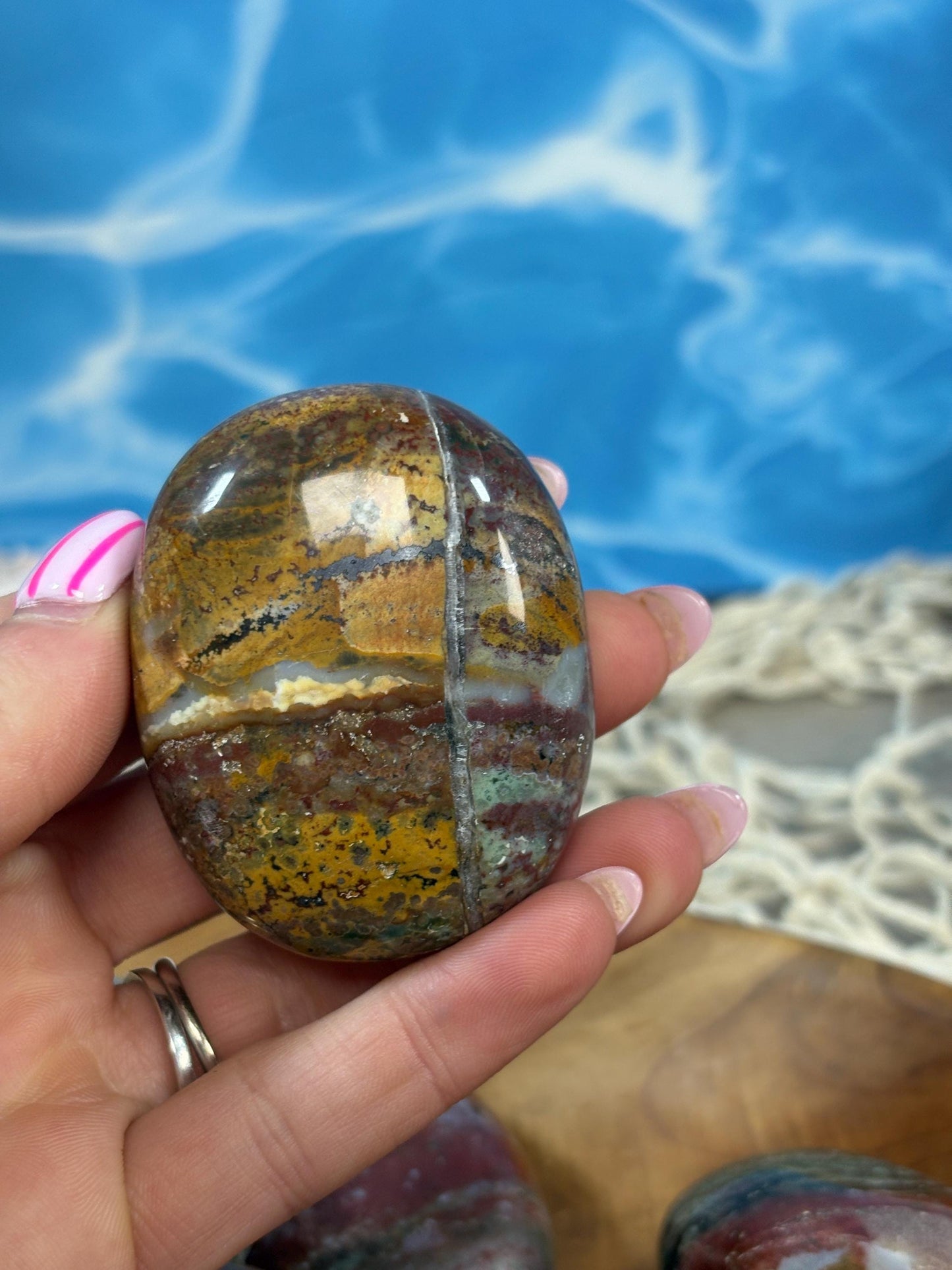 Uniquely Crafted Unicorn Jasper Crystal Palm Stone