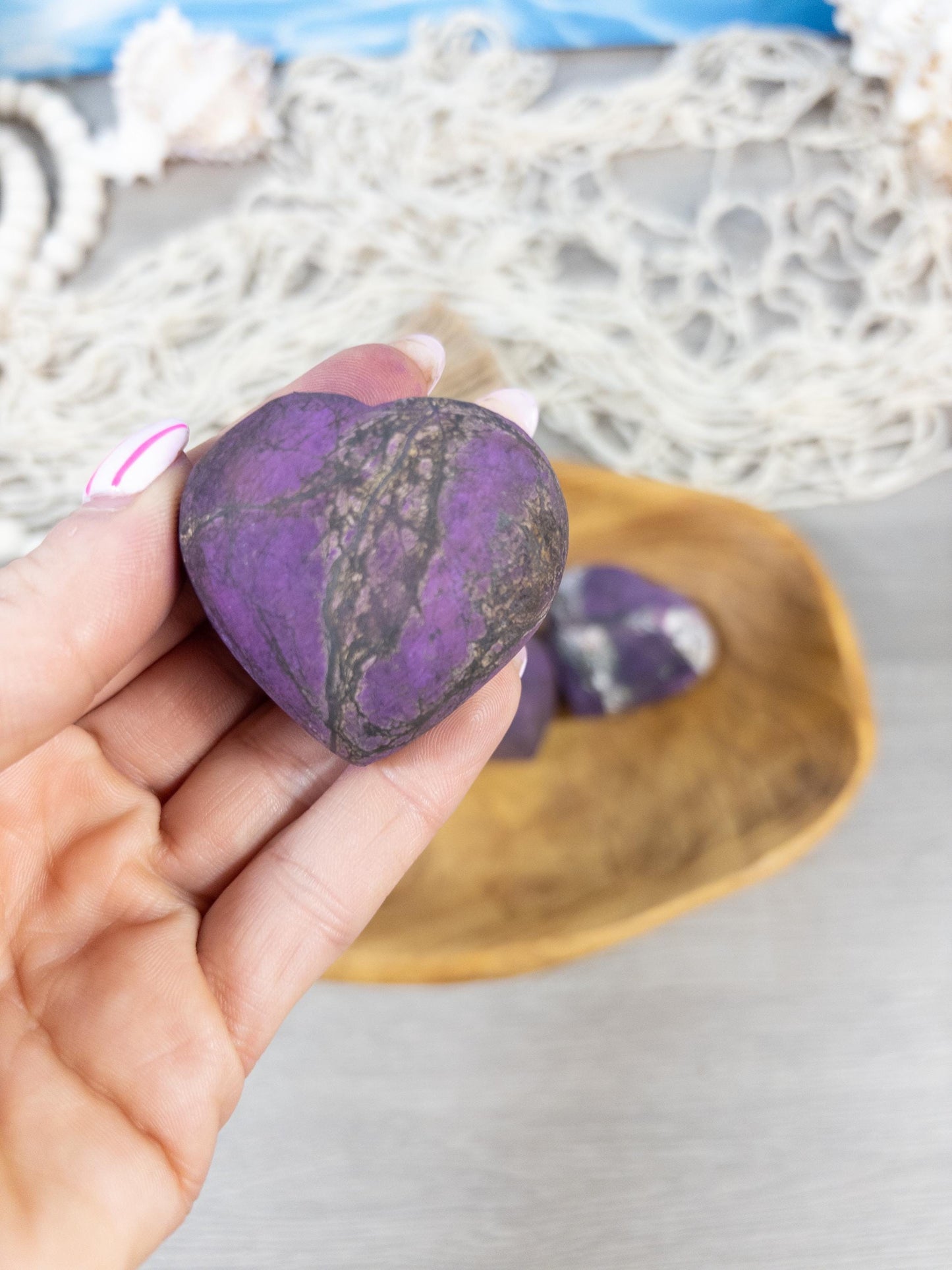 Flashy Purpurite Crystal Heart