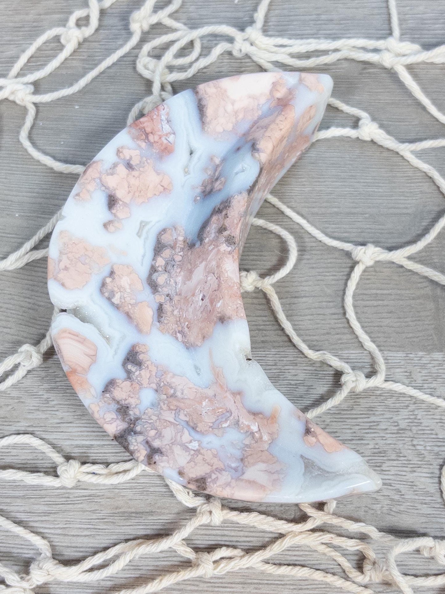 Cotton Candy Agate Moon Bowl Carving