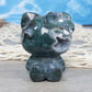 Moss agate crystal hello kitty with druzy