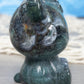 Moss agate crystal hello kitty with druzy