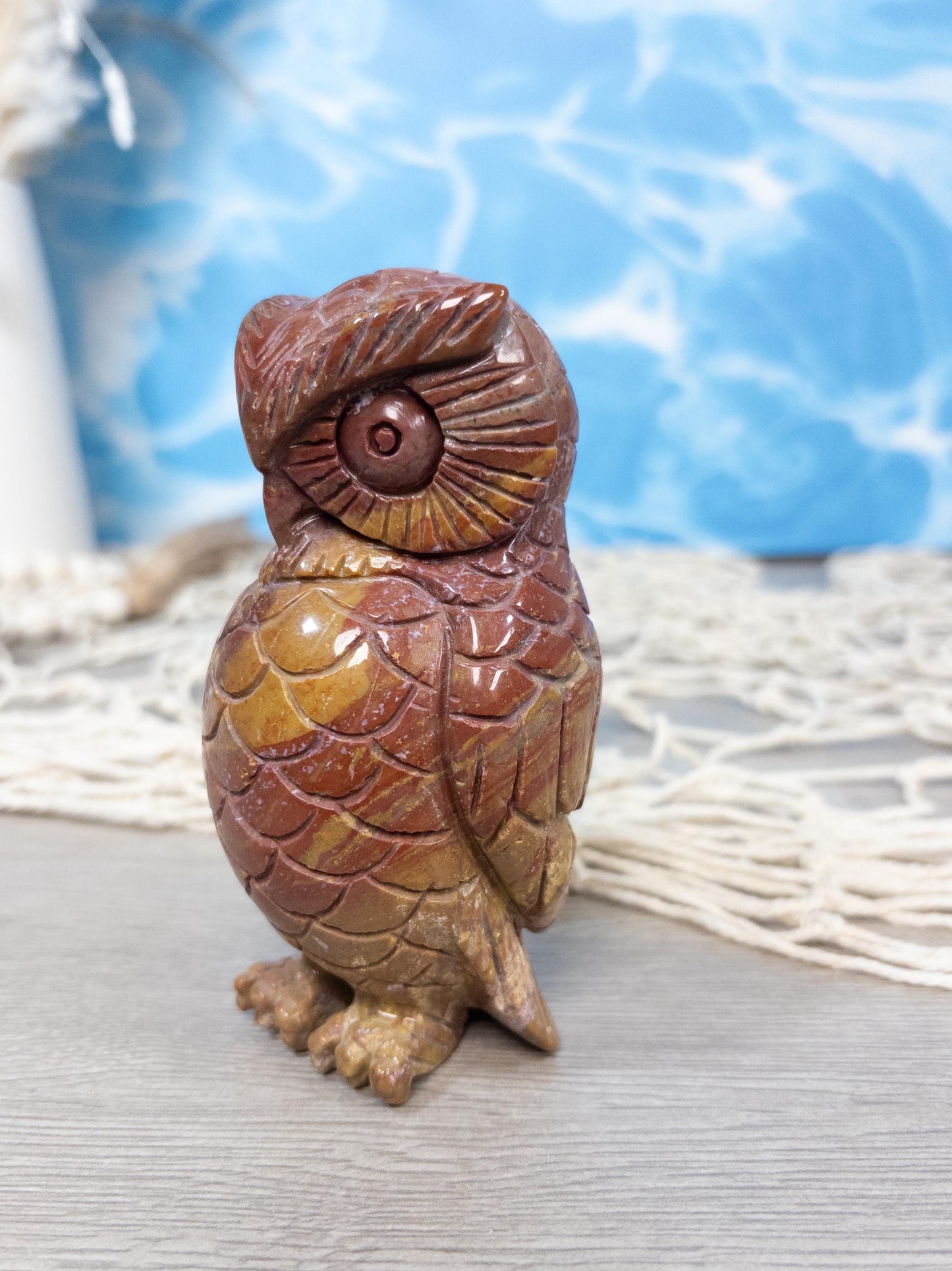 Ocean Jasper Owl Carving