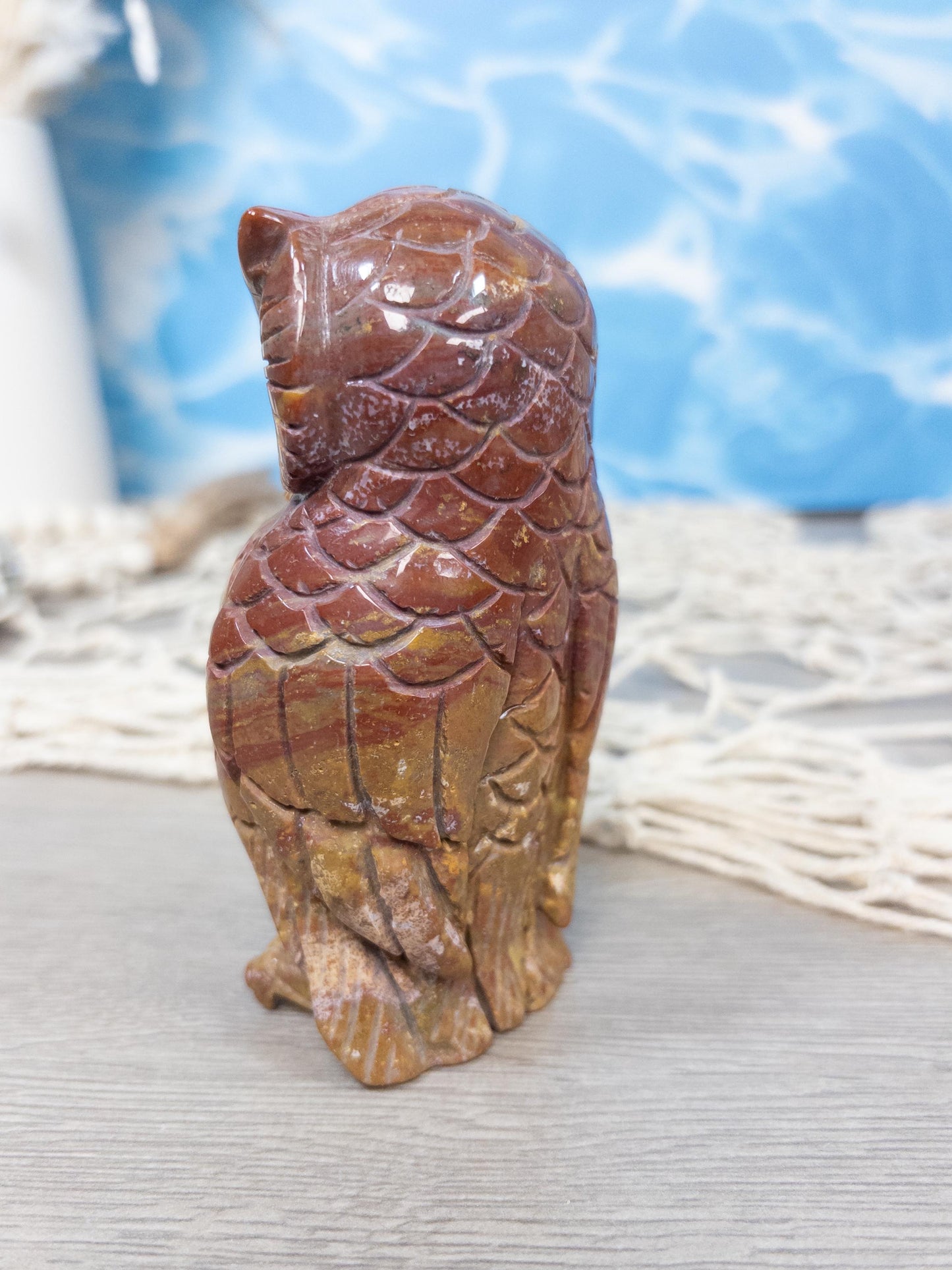 Ocean Jasper Owl Carving
