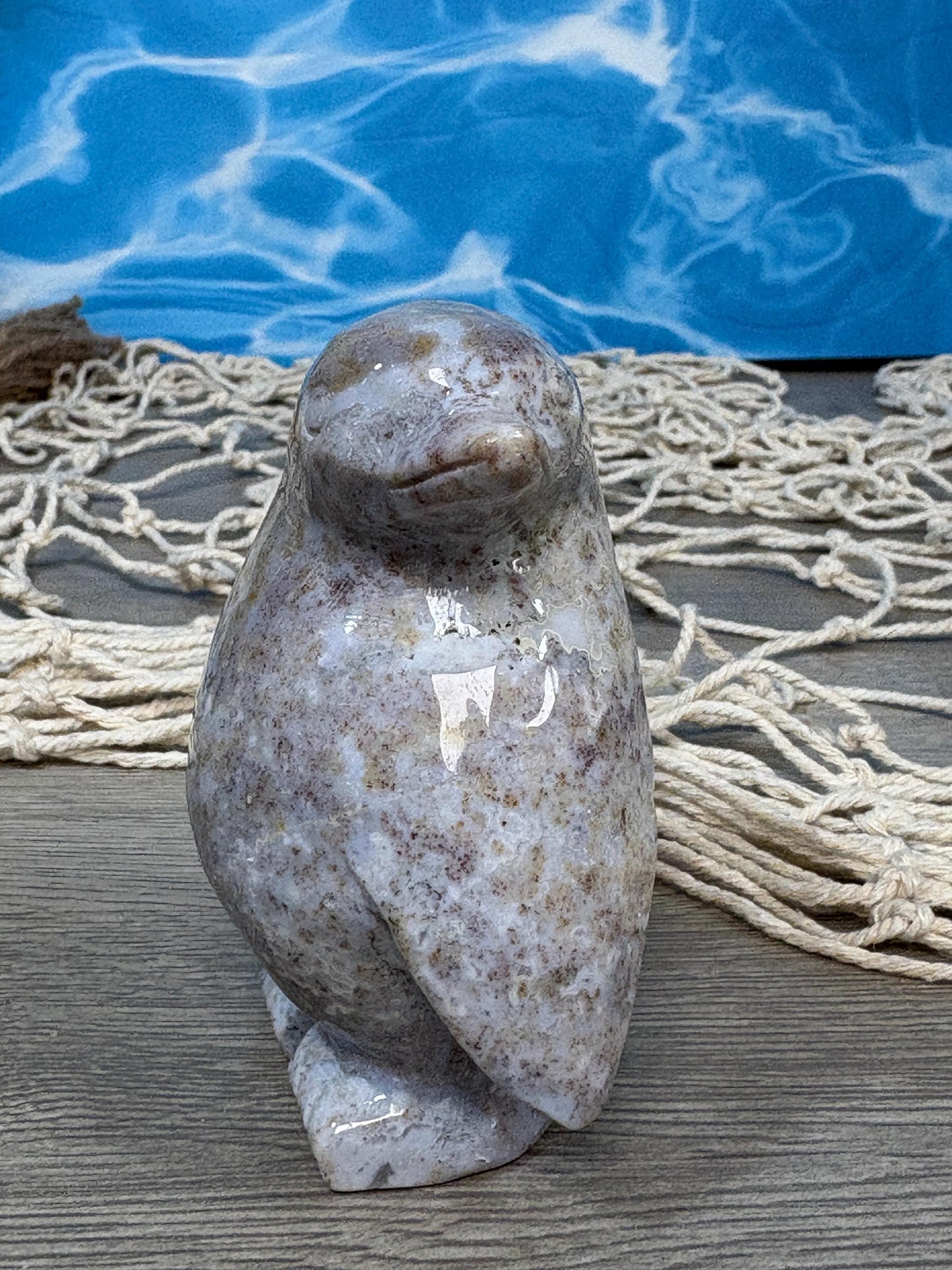 Ocean Jasper Penguin Carving